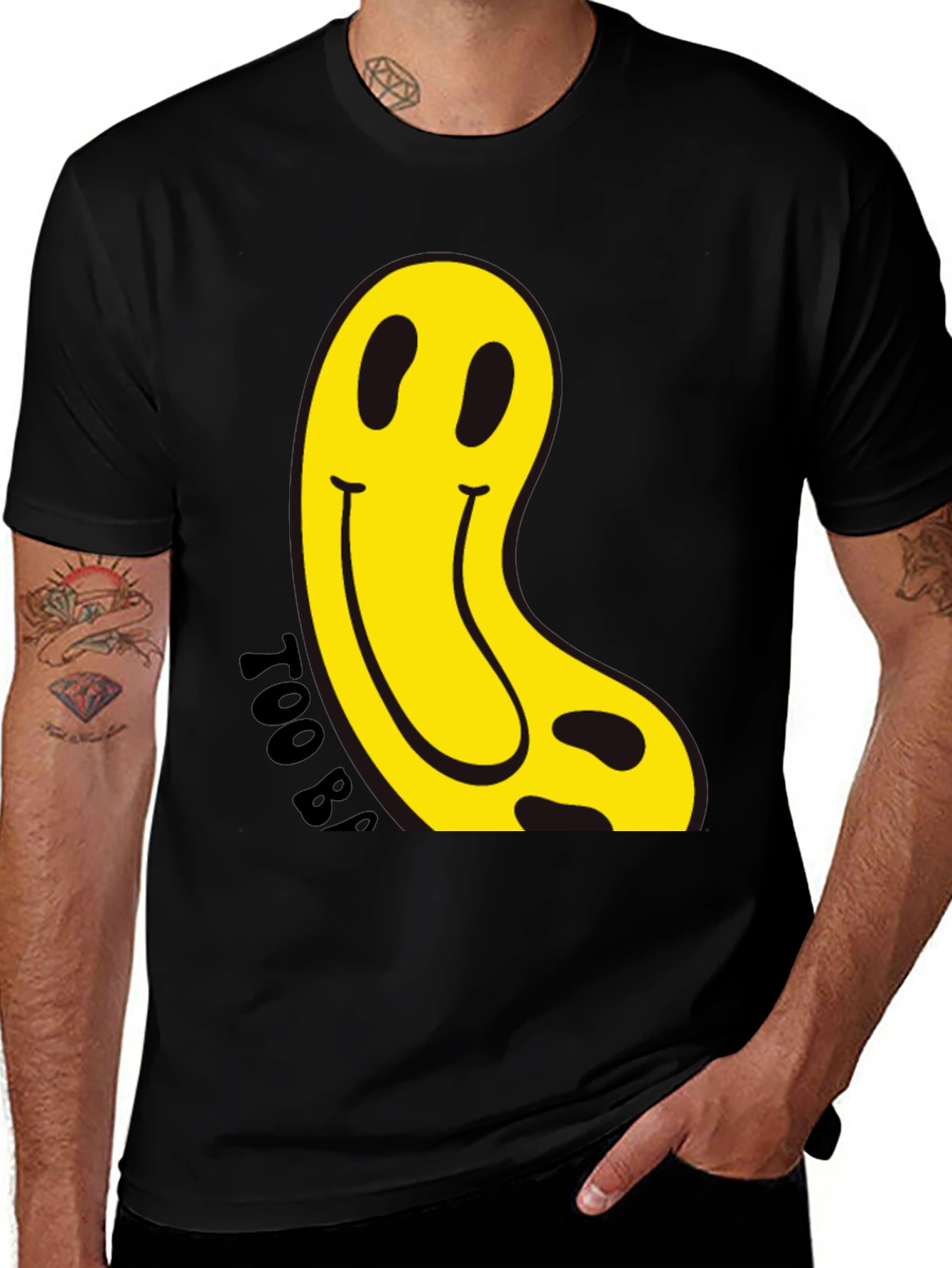 Melting Smiley Face Black Graphic Tee