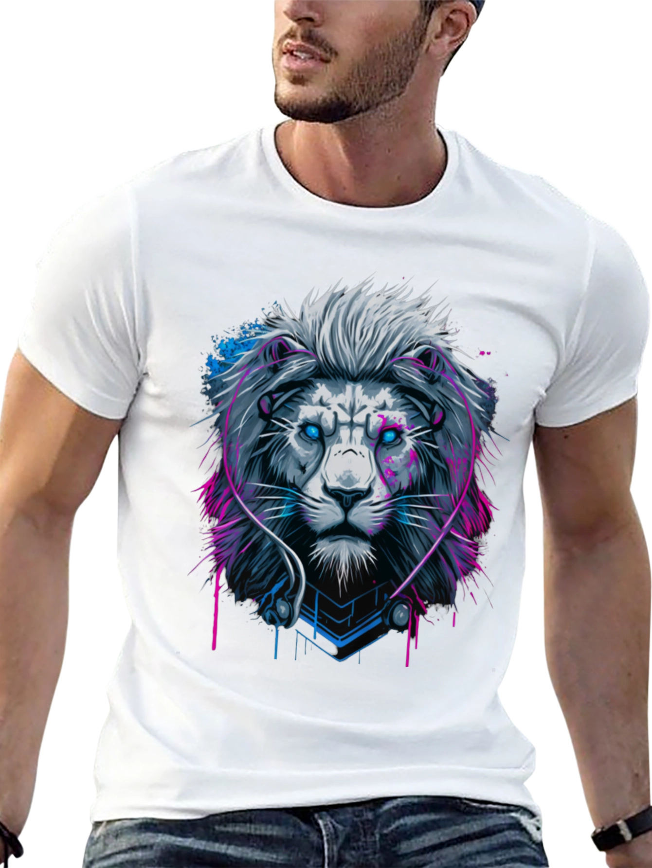 Lion Headphone Graphic Black Tee