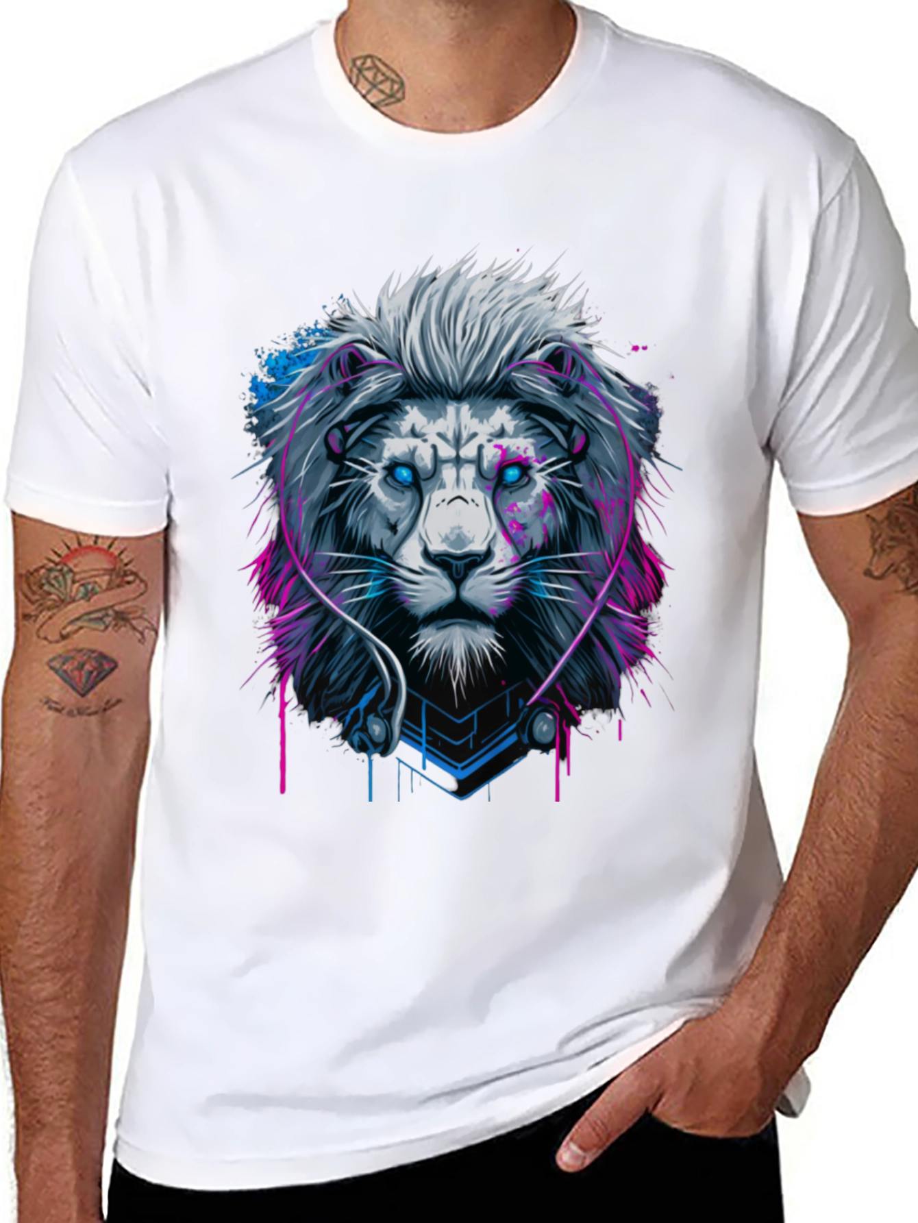 Lion Headphone Graphic Black Tee