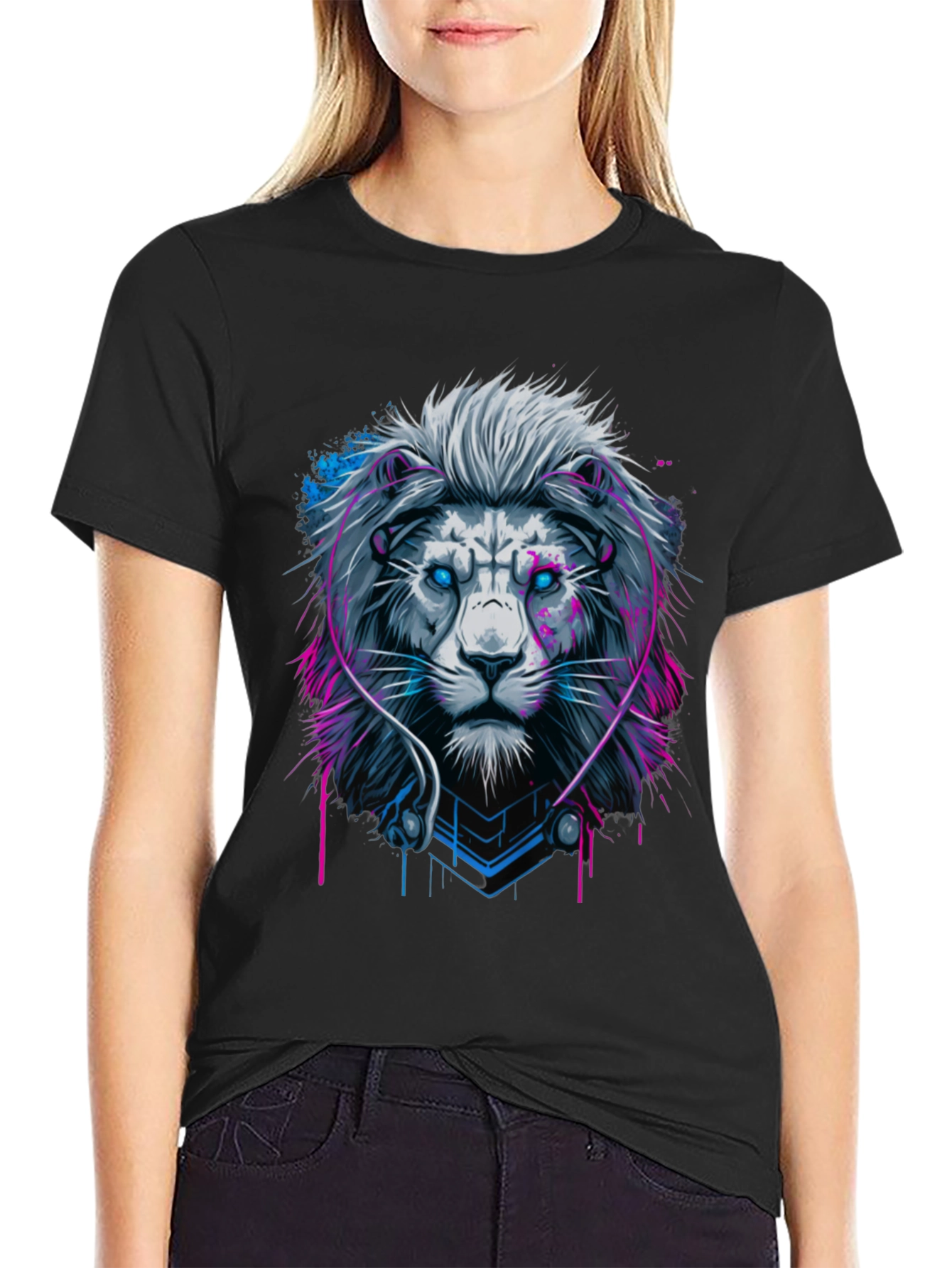 Lion Headphone Graphic Black Tee