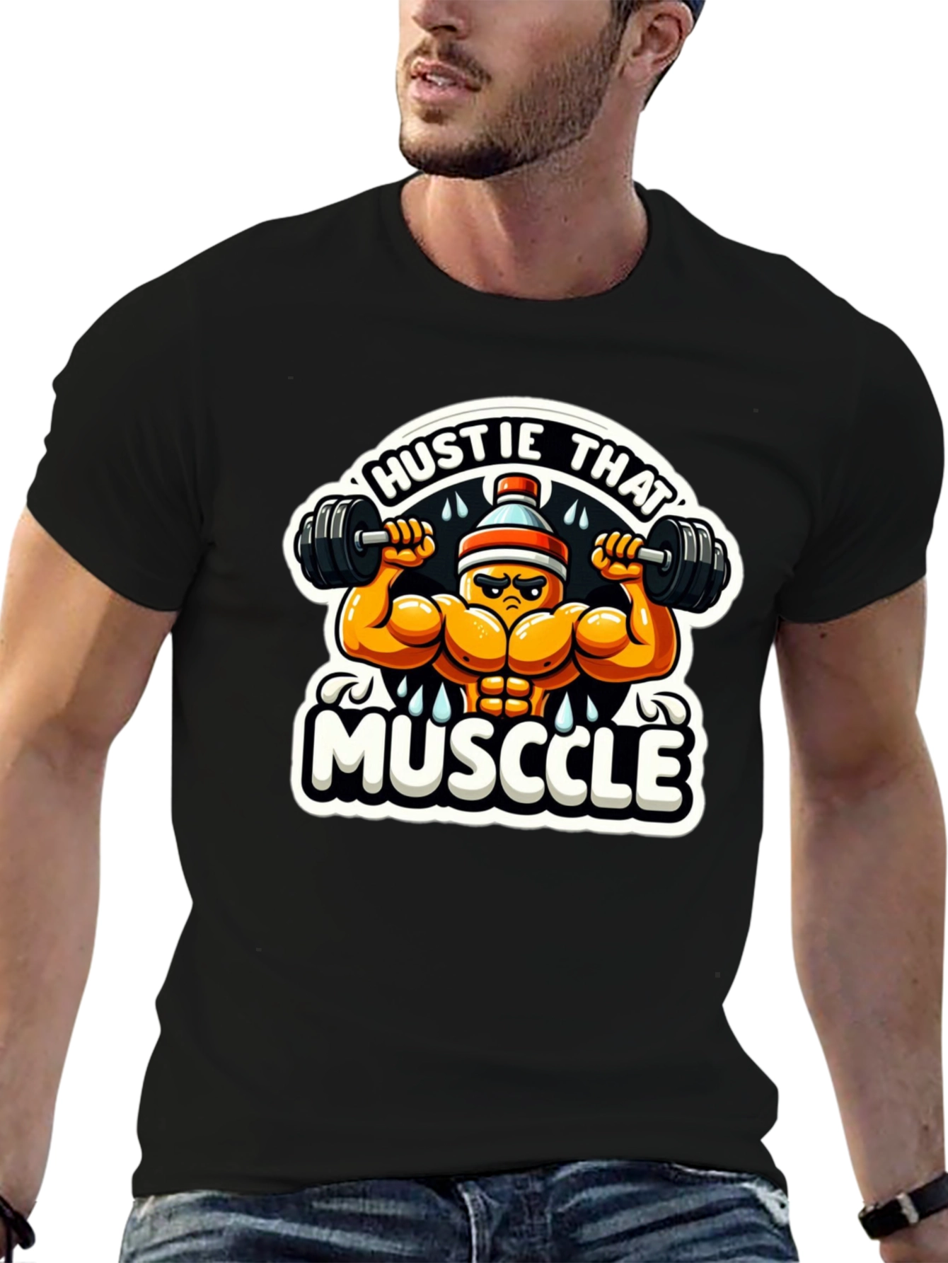 Hustle That Muscle Black T-Shirt