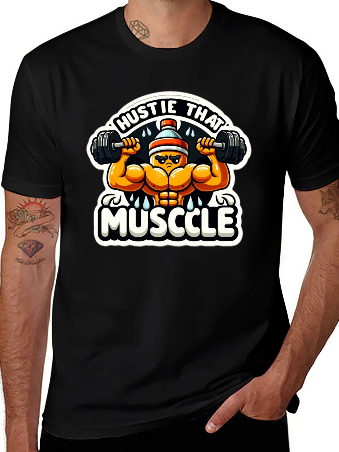 Hustle That Muscle Black T-Shirt