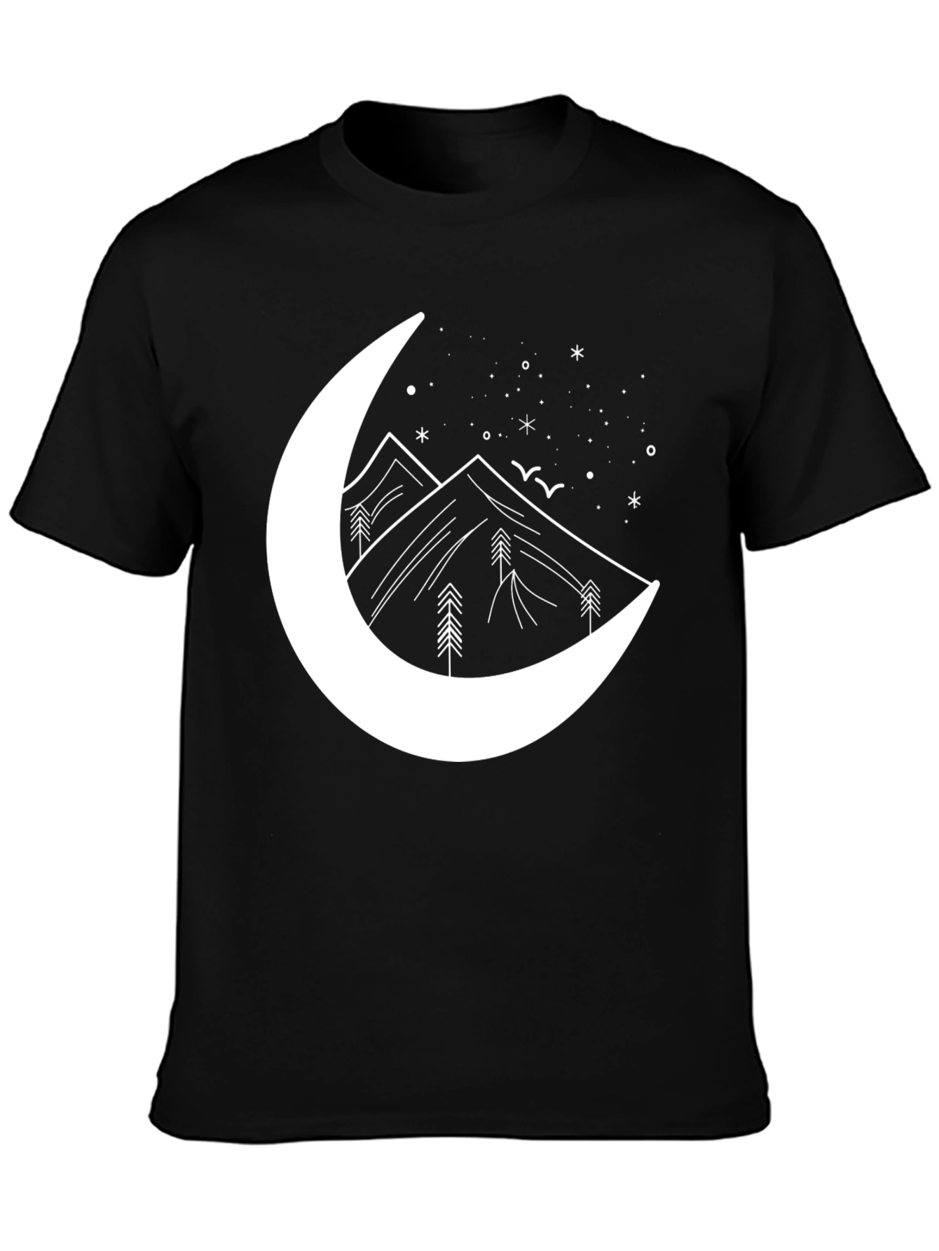 Moon & Mountains Graphic Tee - Black