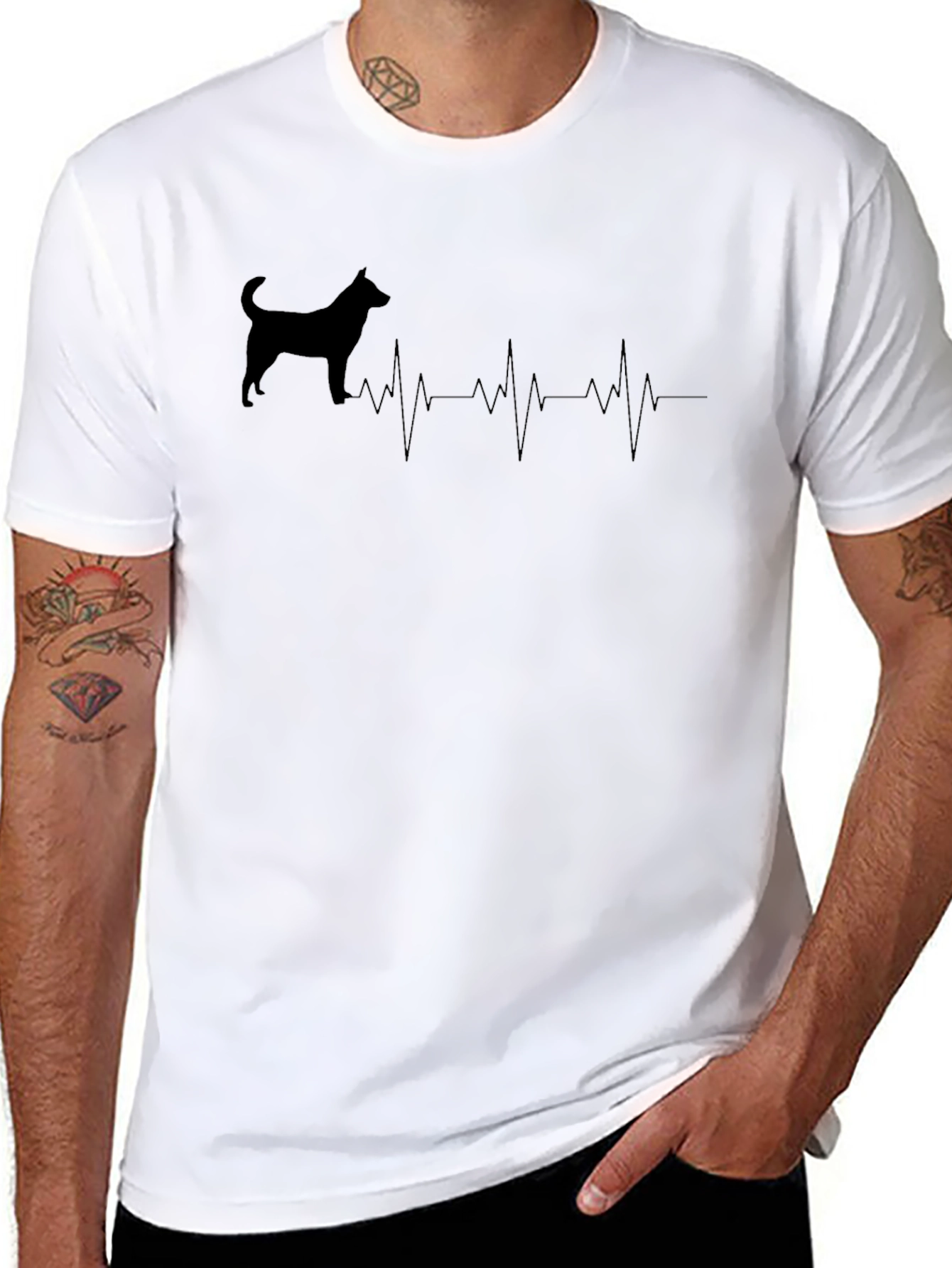 Dog Heartbeat T-Shirt - Black - Unisex