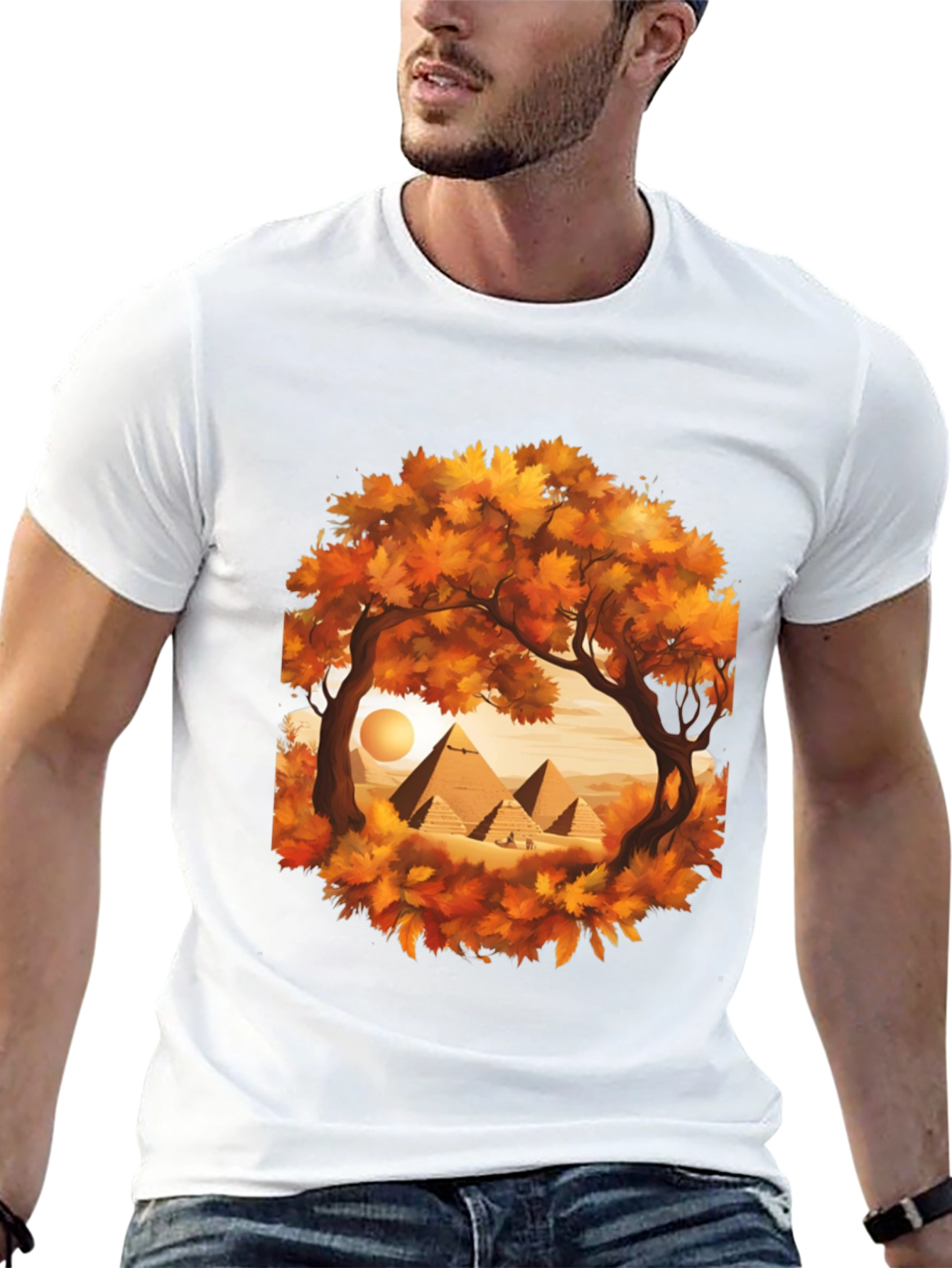 Egyptian Pyramid Graphic Tee - Autumn Trees