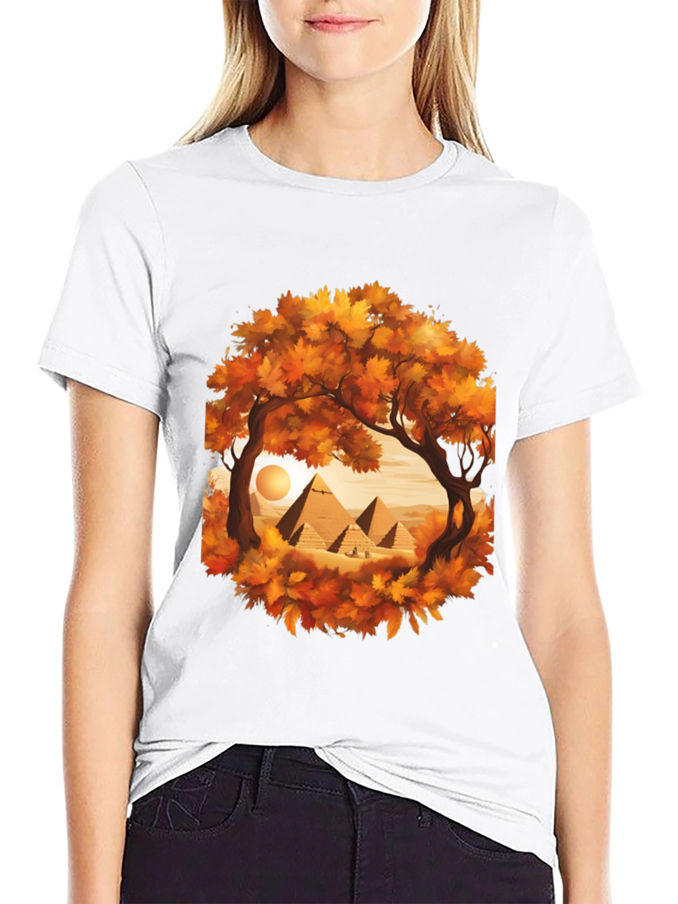 Egyptian Pyramid Graphic Tee - Autumn Trees