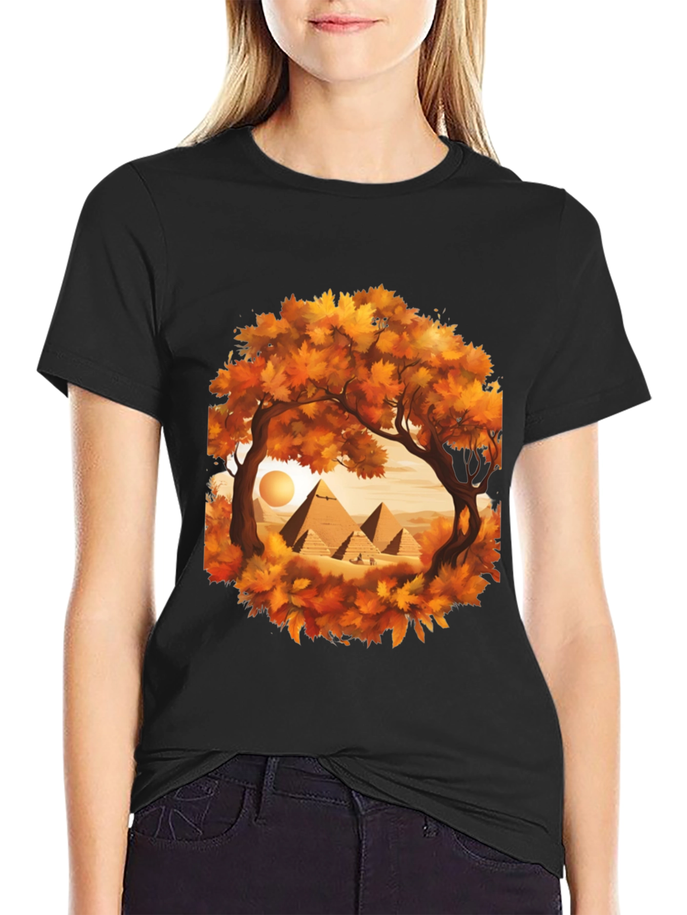 Egyptian Pyramid Graphic Tee - Autumn Trees
