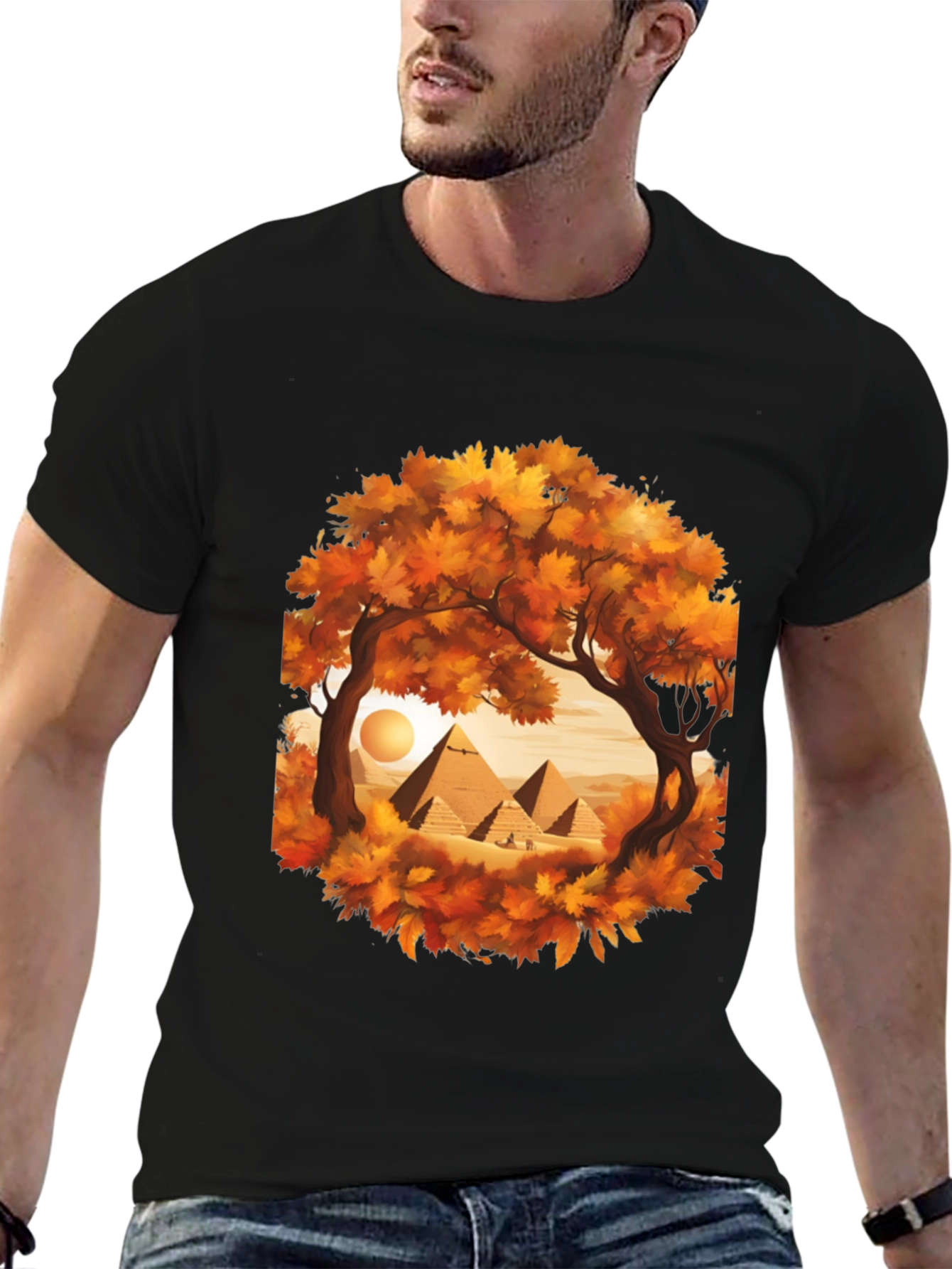 Egyptian Pyramid Graphic Tee - Autumn Trees