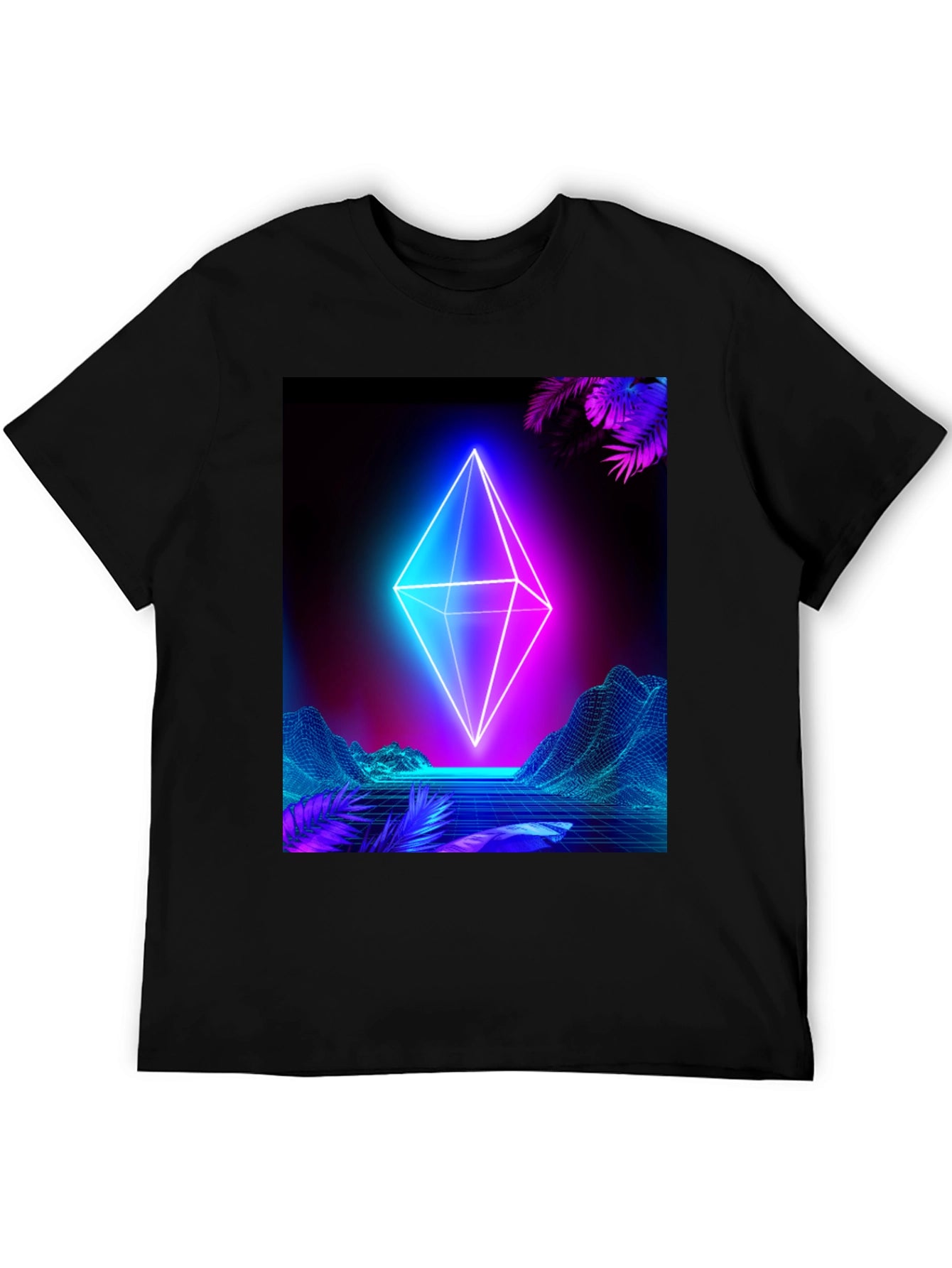 Neon Geometric T-Shirt - Cyberpunk Aesthetic