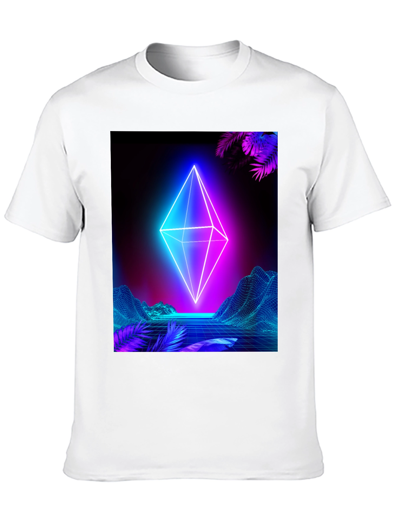 Neon Geometric T-Shirt - Cyberpunk Aesthetic