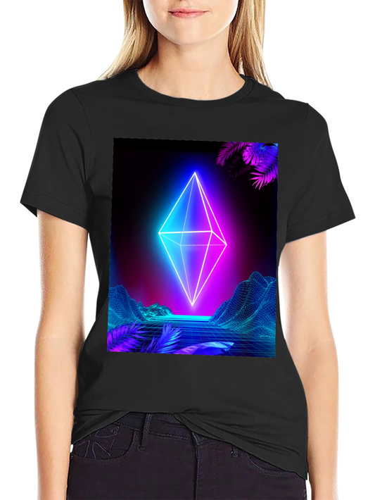Neon Geometric T-Shirt - Cyberpunk Aesthetic