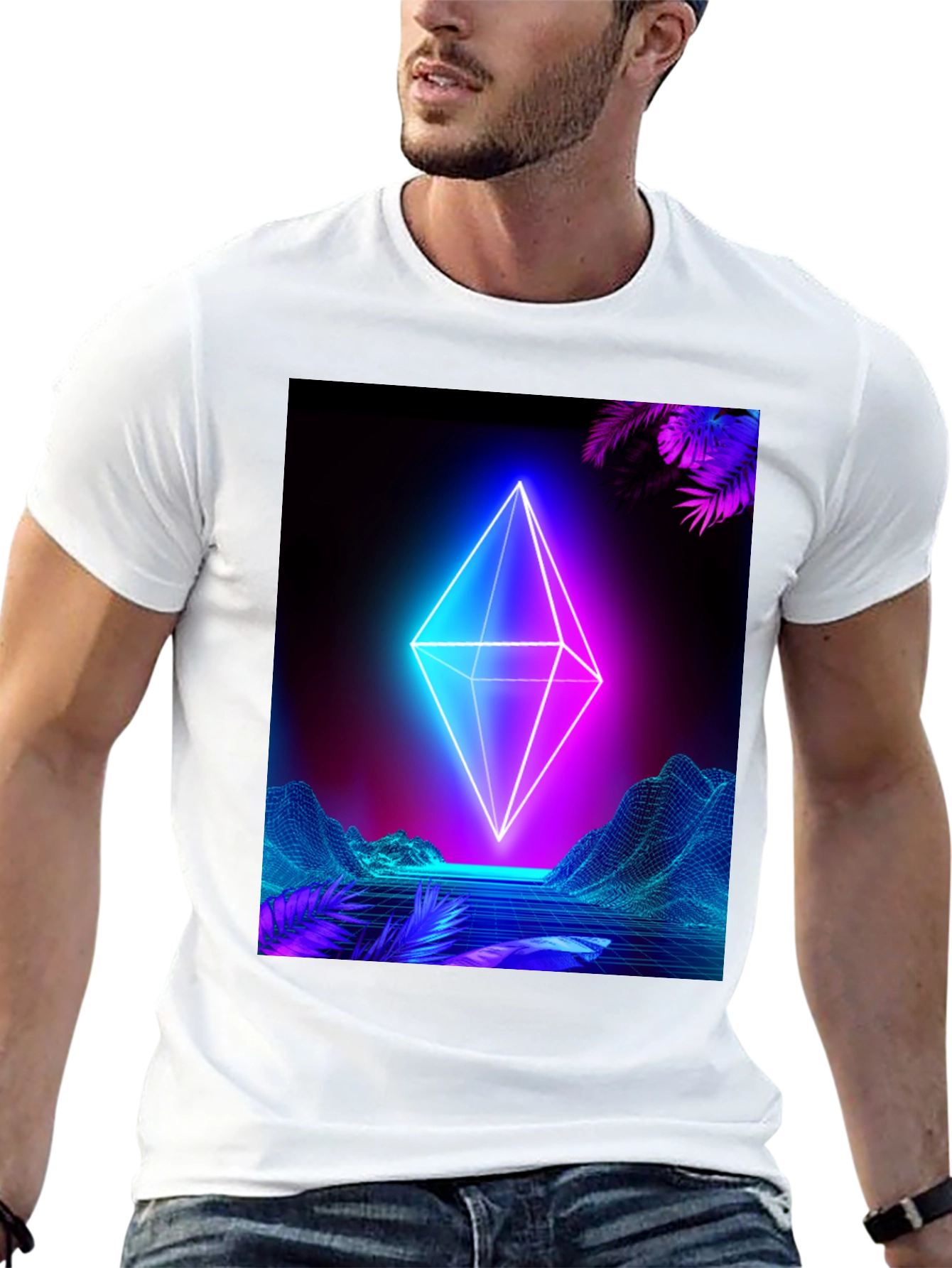Neon Geometric T-Shirt - Cyberpunk Aesthetic