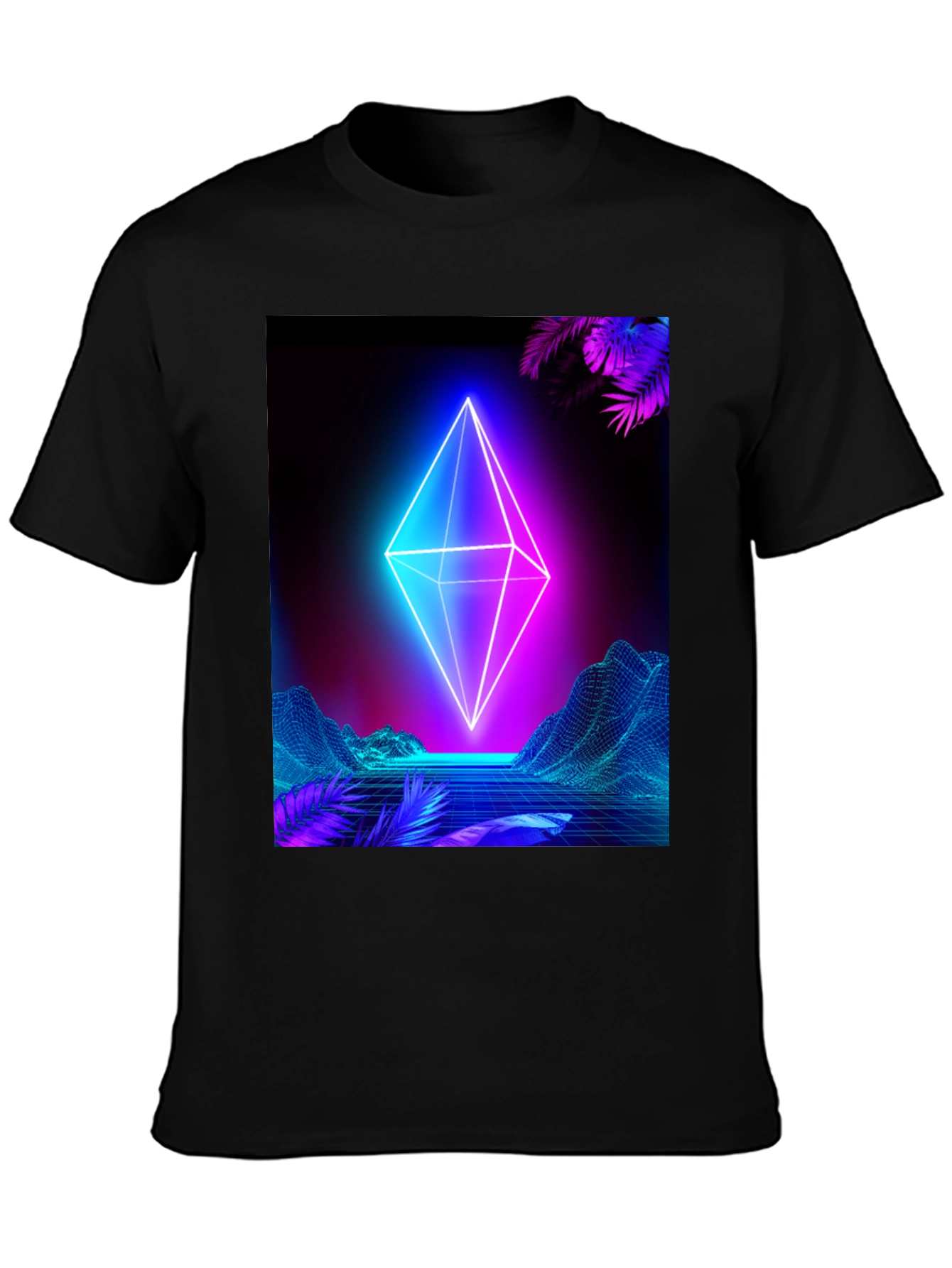 Neon Geometric T-Shirt - Cyberpunk Aesthetic