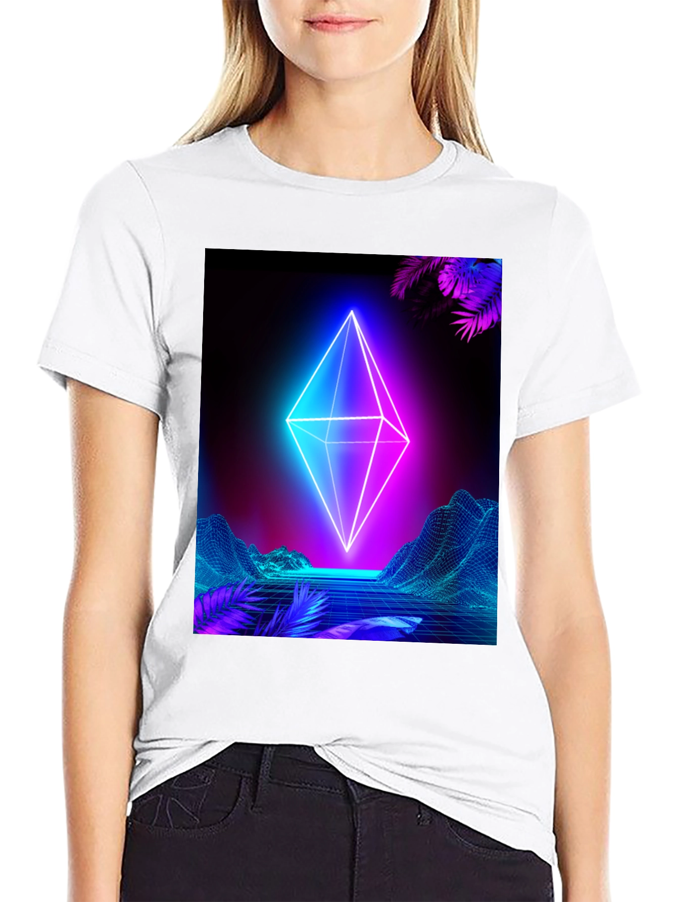 Neon Geometric T-Shirt - Cyberpunk Aesthetic