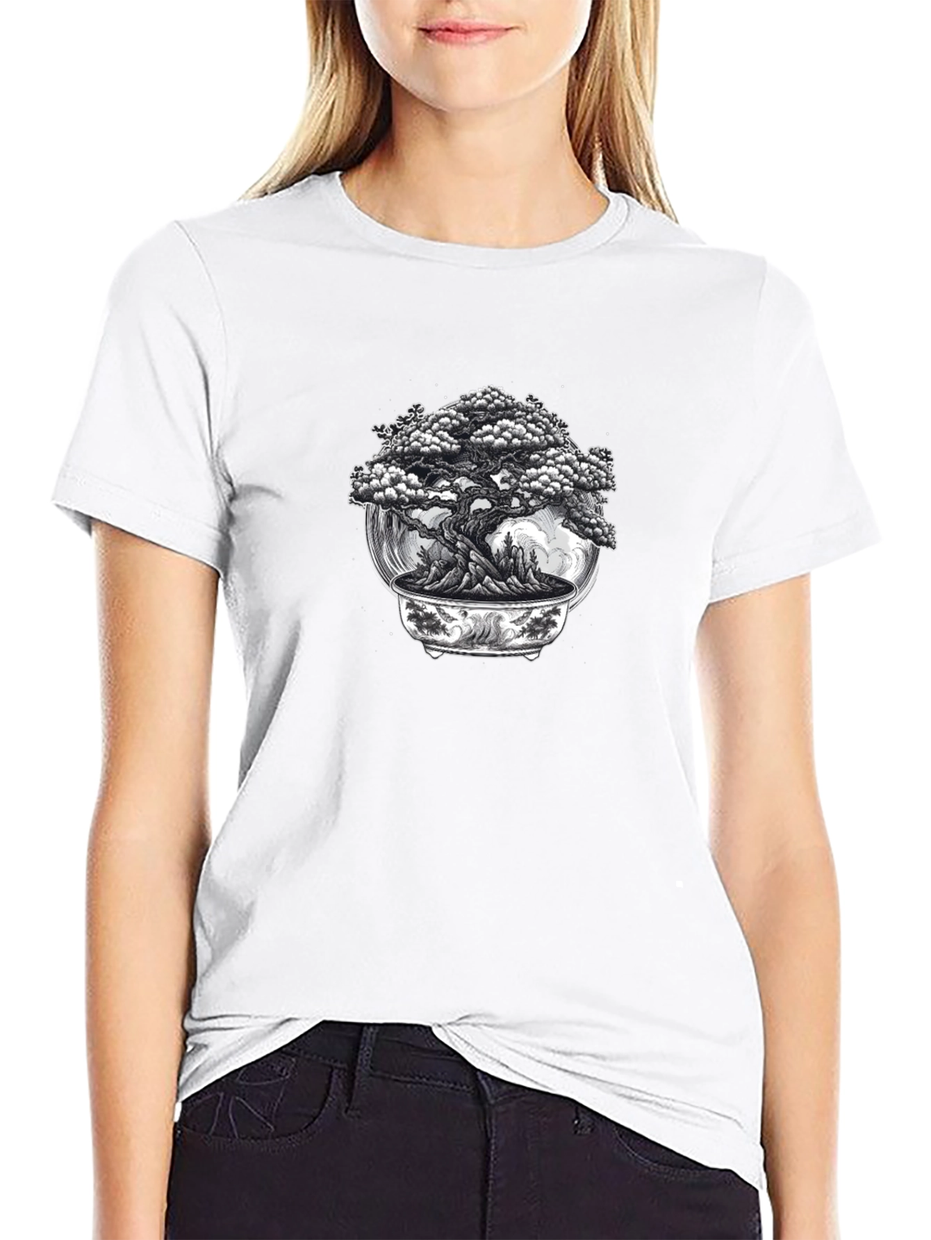 Bonsai Tree Graphic Black T-Shirt