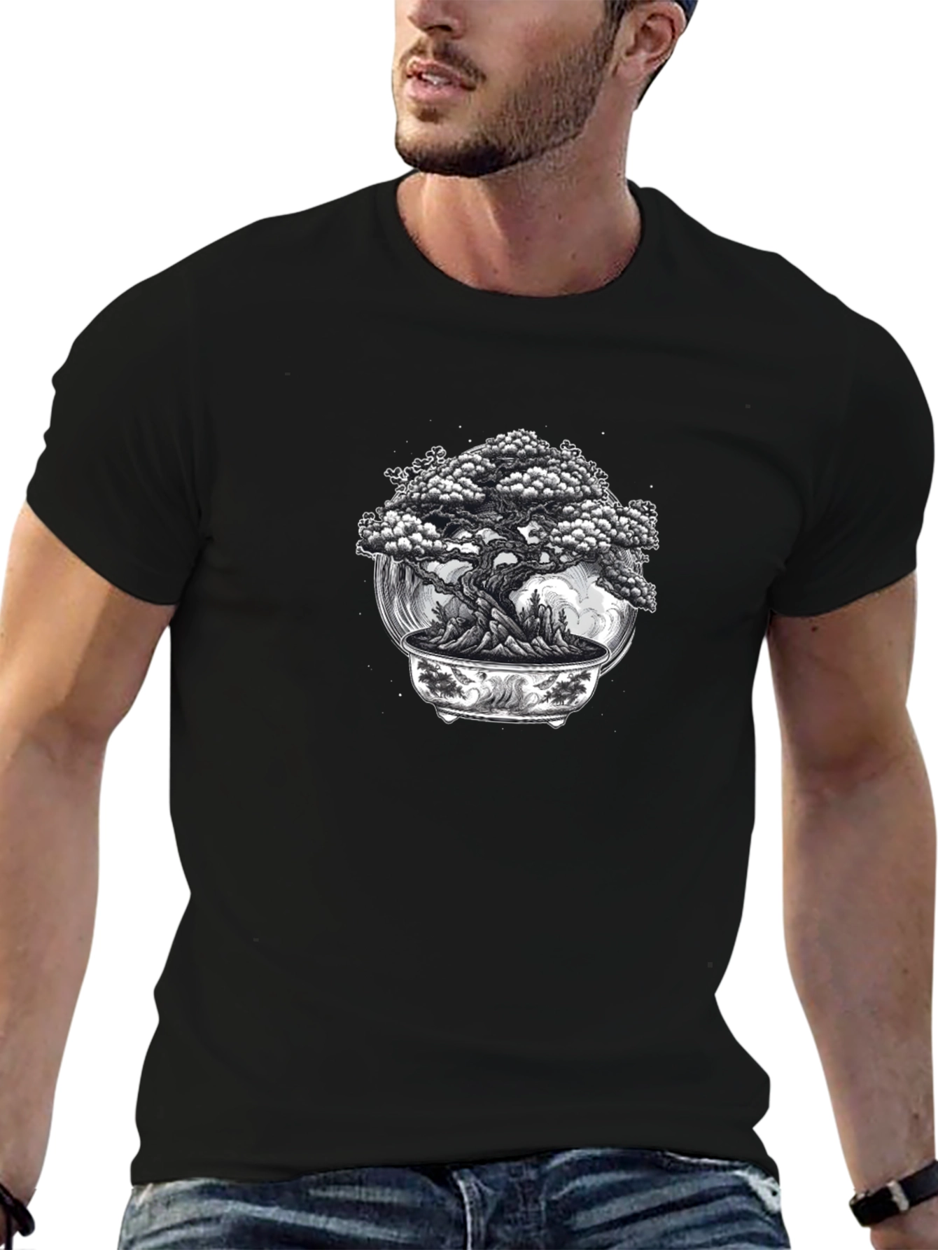 Bonsai Tree Graphic Black T-Shirt