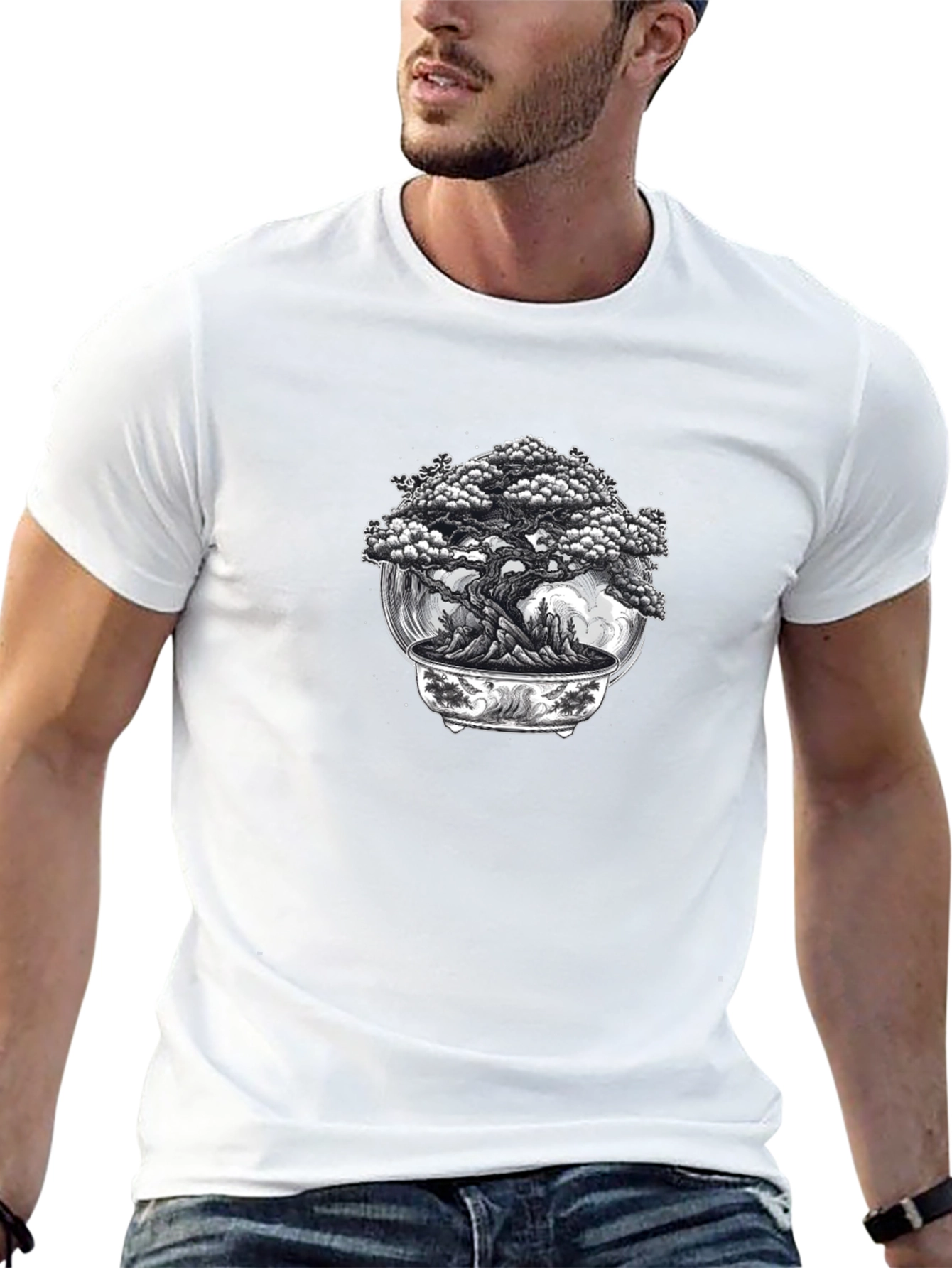 Bonsai Tree Graphic Black T-Shirt