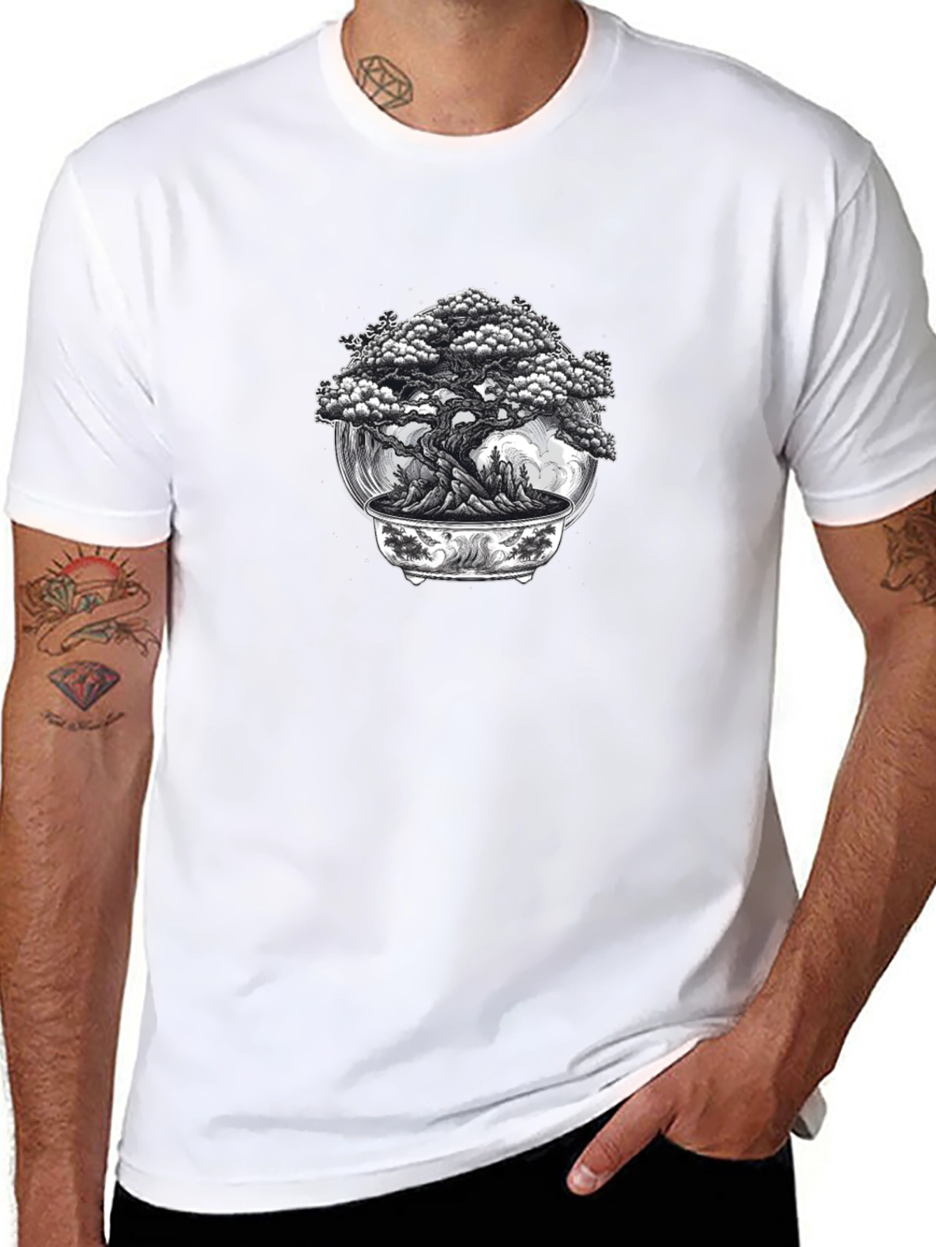 Bonsai Tree Graphic Black T-Shirt