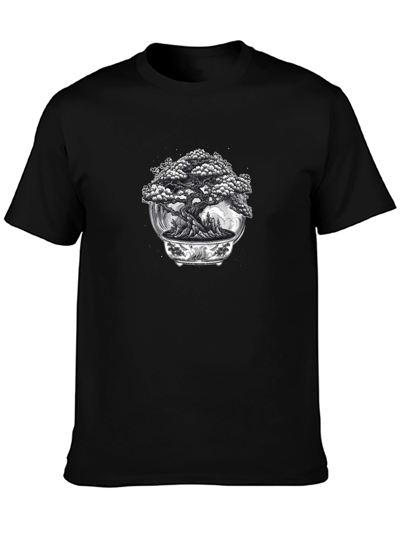 Bonsai Tree Graphic Black T-Shirt
