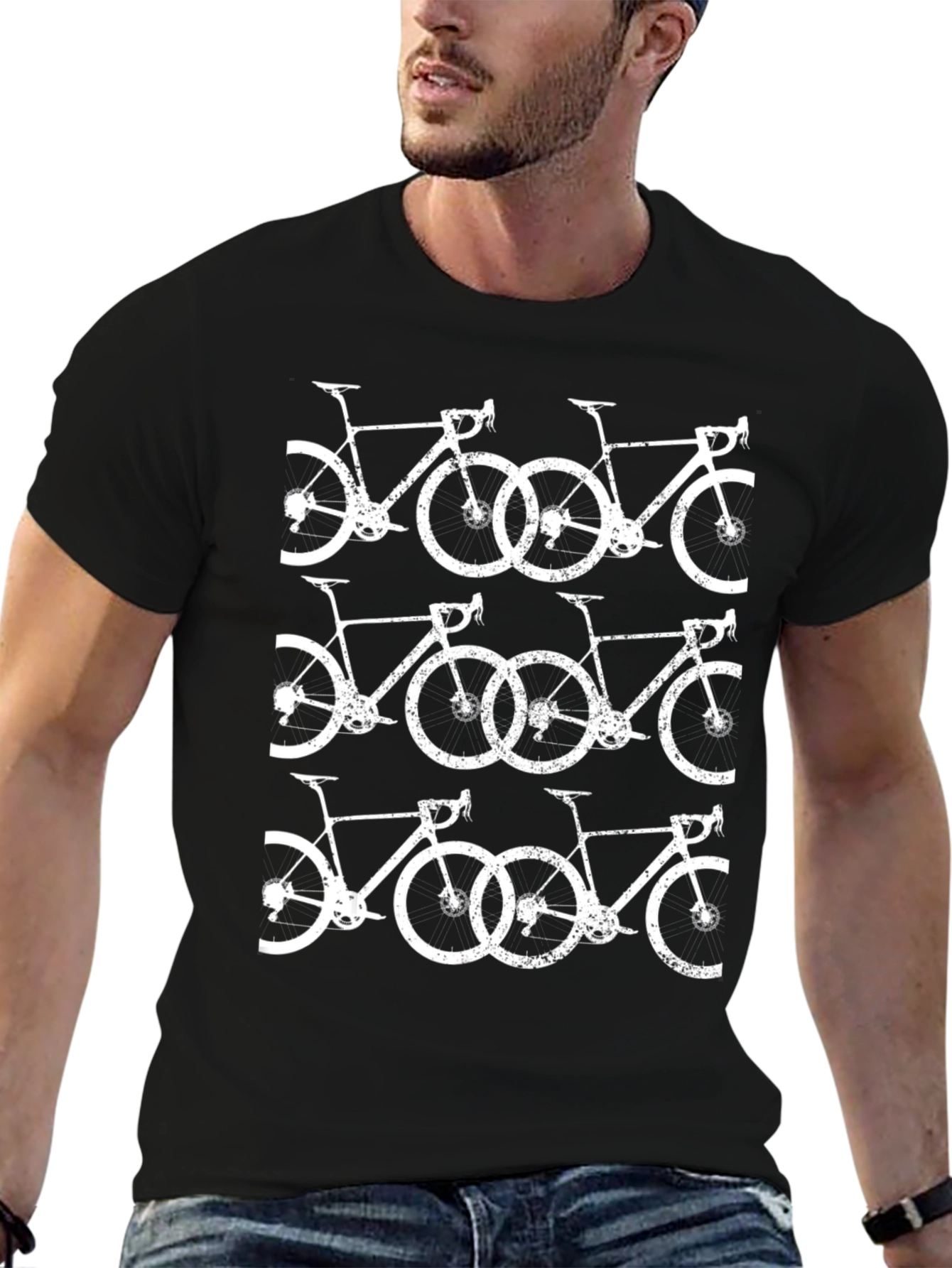 Bicycle Pattern Black T-Shirt