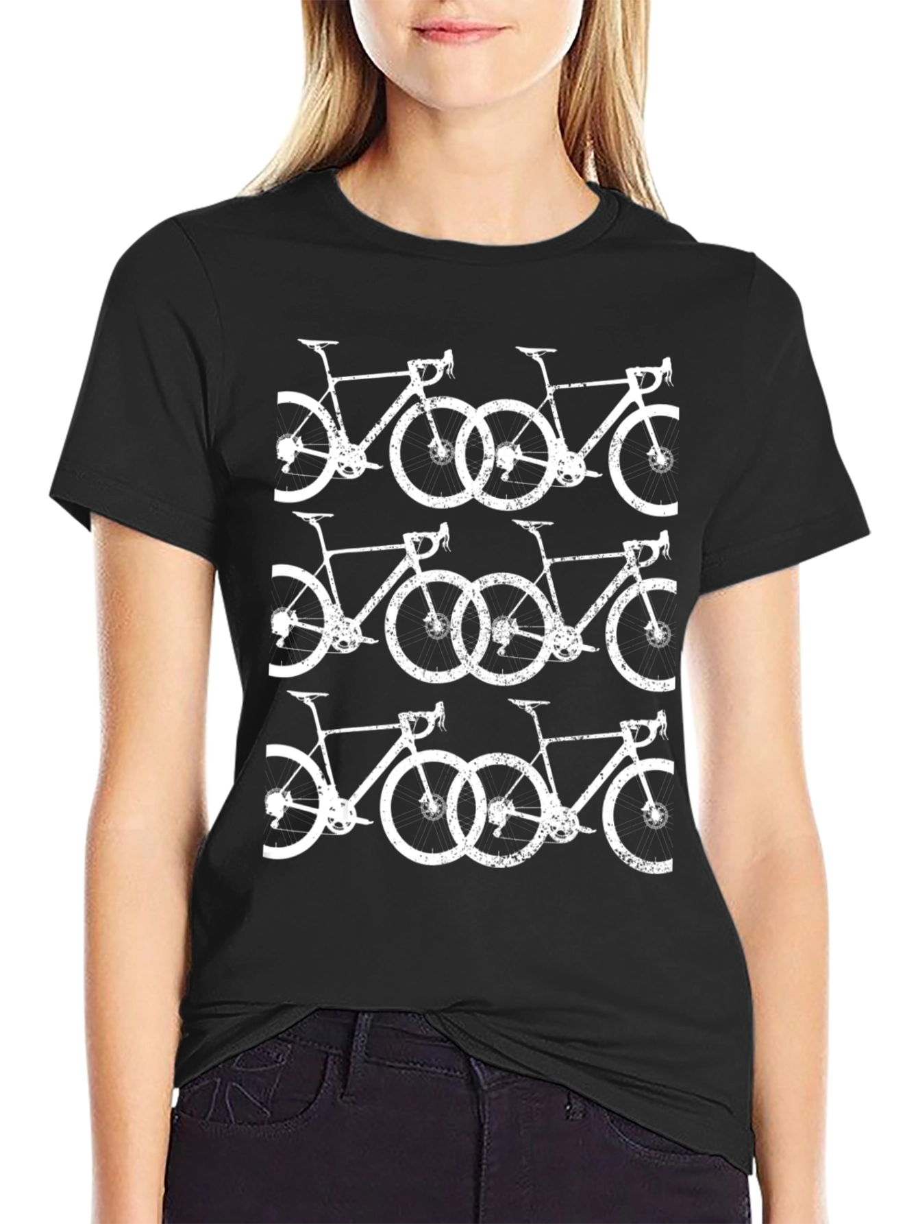 Bicycle Pattern Black T-Shirt