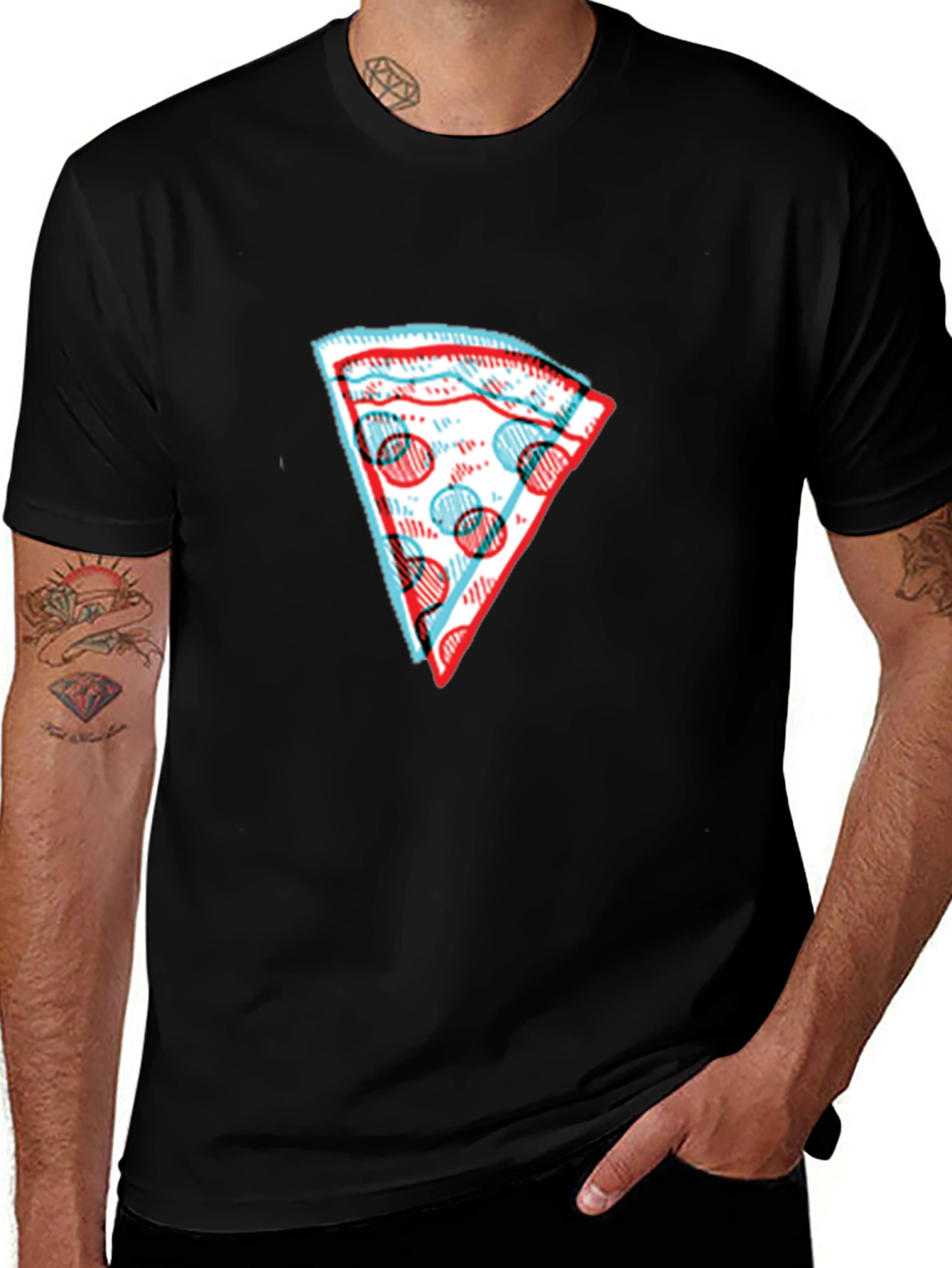 Pizza Slice Graphic Tee - Stylish Mens Black T-Shirt