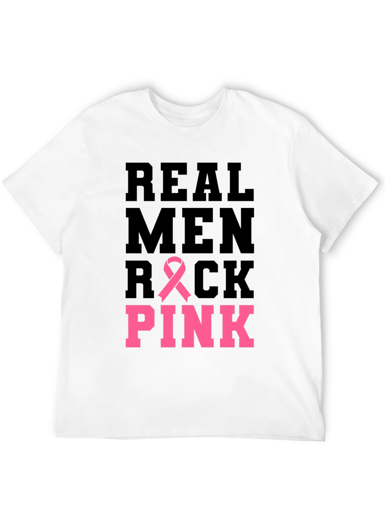 Real Men Rock Pink Breast Cancer Awareness T-Shirt