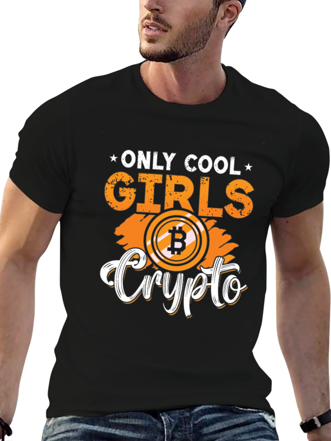 Only Cool Girls Crypto Bitcoin Black T-Shirt