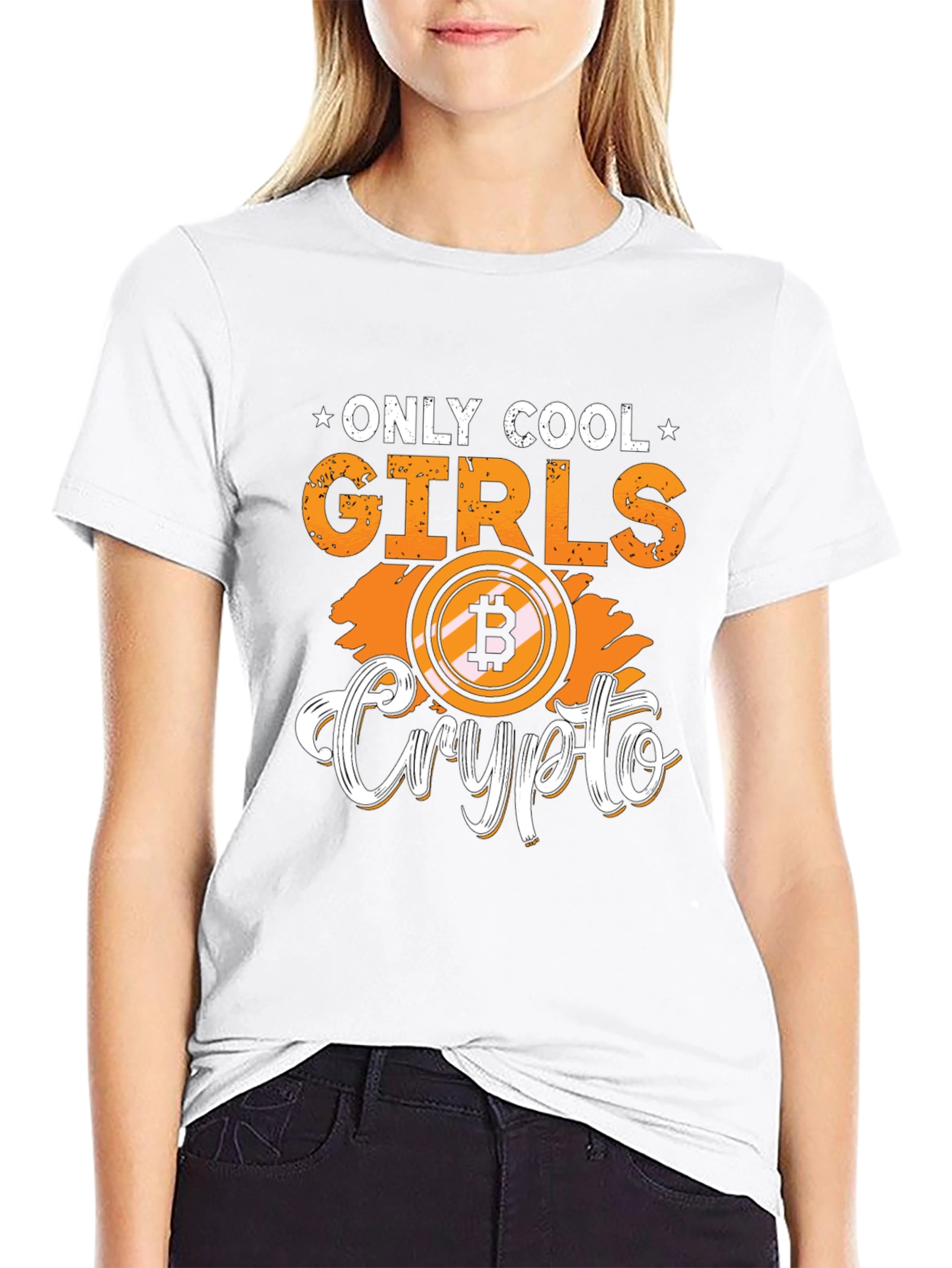Only Cool Girls Crypto Bitcoin Black T-Shirt