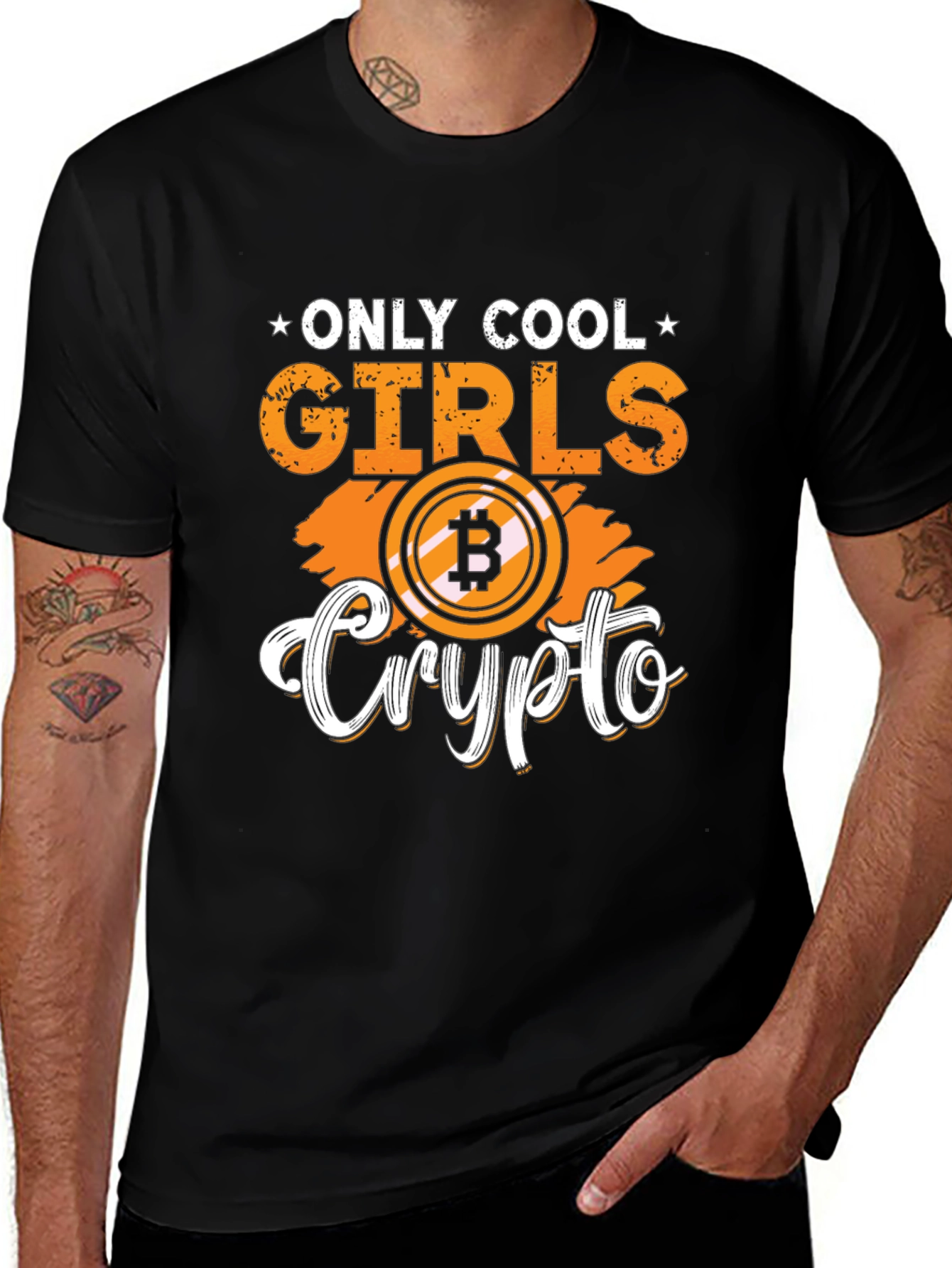 Only Cool Girls Crypto Bitcoin Black T-Shirt