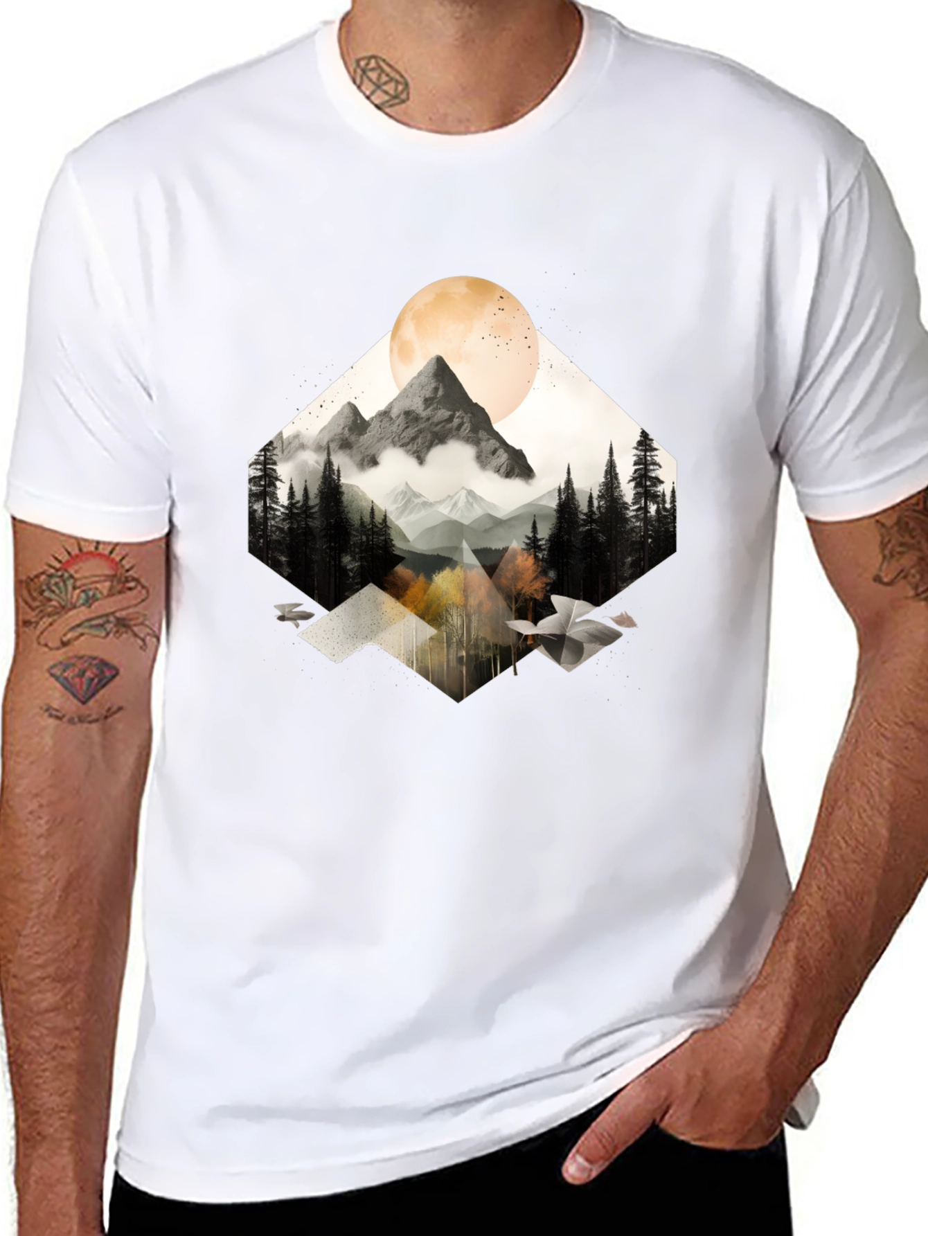 Mountain Moon Graphic Tee - Nature Inspired Style