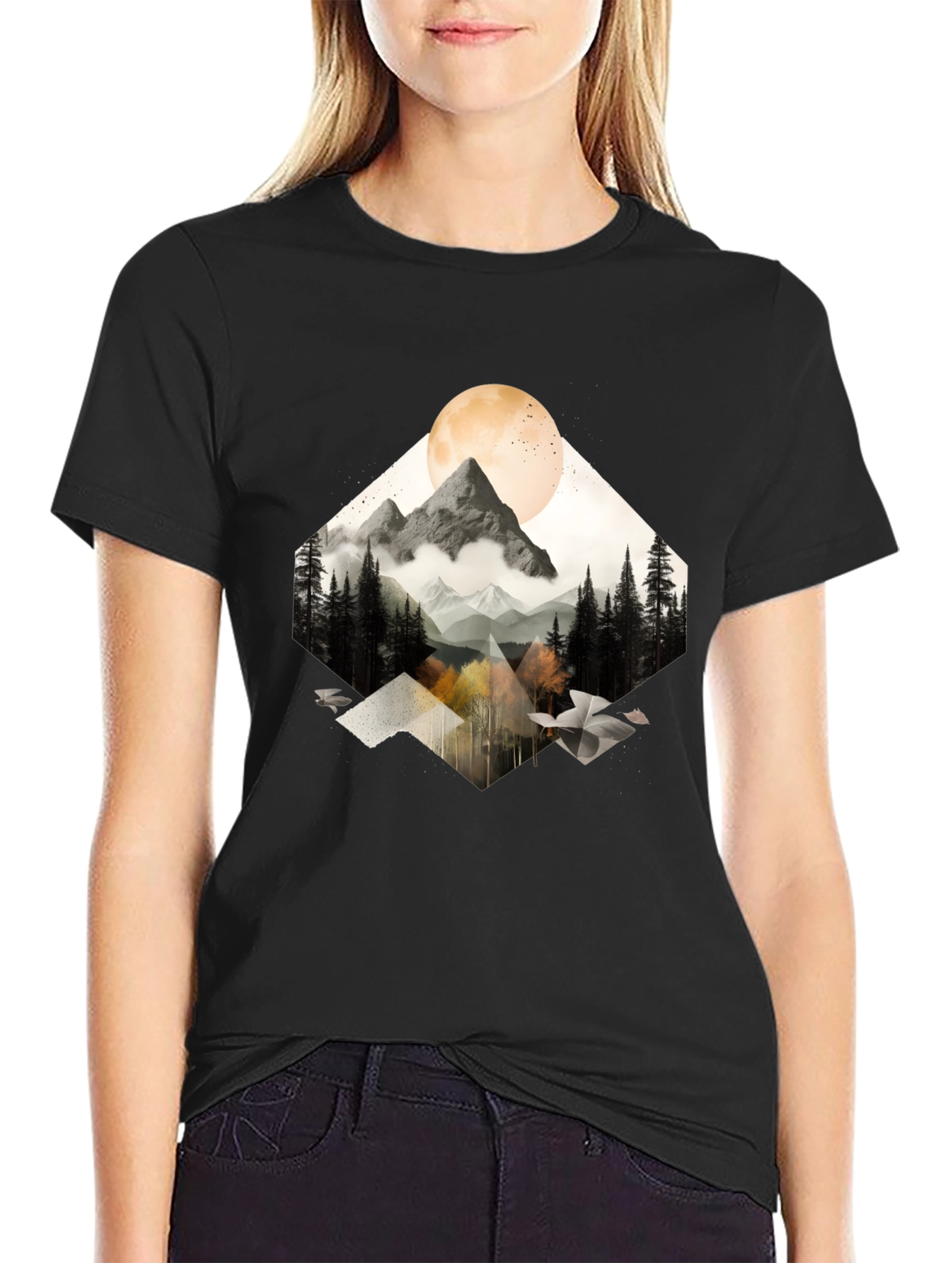 Mountain Moon Graphic Tee - Nature Inspired Style