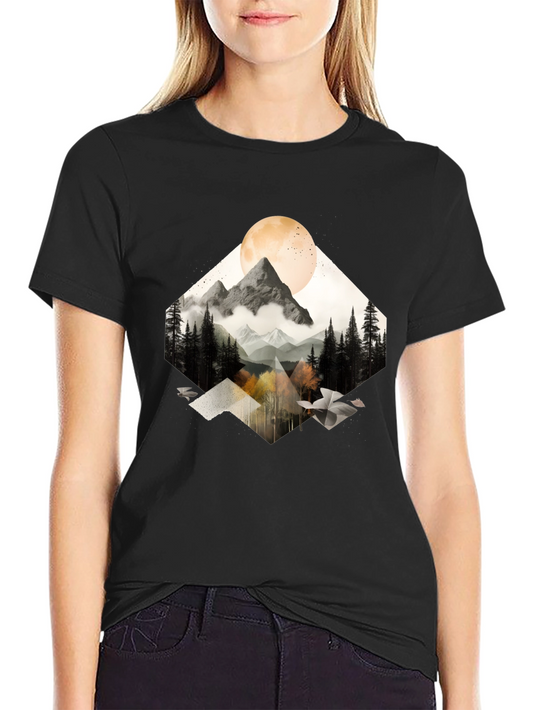 Mountain Moon Graphic Tee - Nature Inspired Style