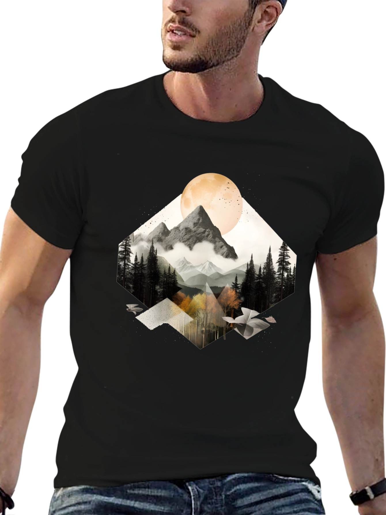 Mountain Moon Graphic Tee - Nature Inspired Style