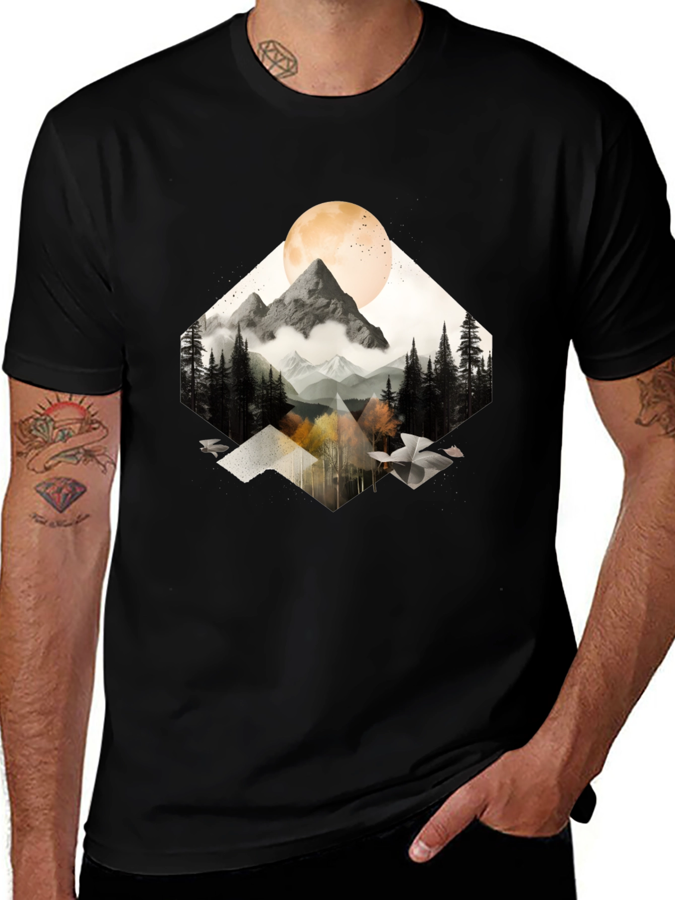 Mountain Moon Graphic Tee - Nature Inspired Style
