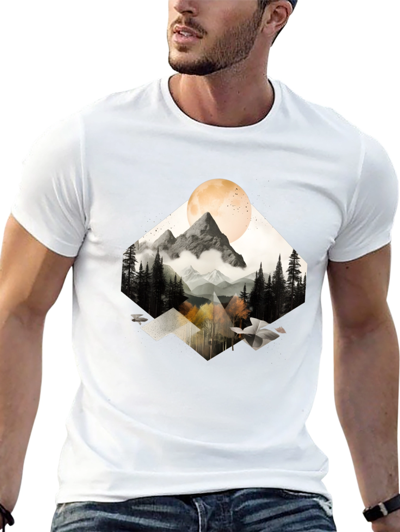 Mountain Moon Graphic Tee - Nature Inspired Style