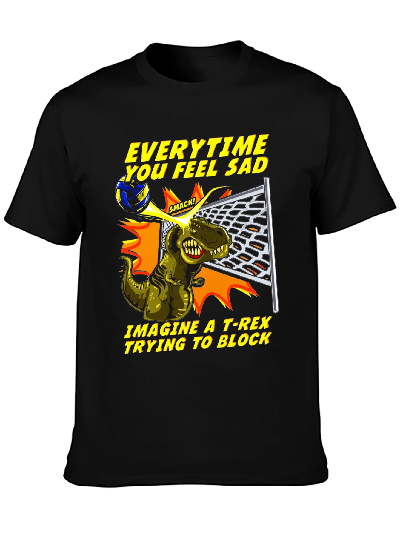 T-Rex Volleyball Block Humor Tee