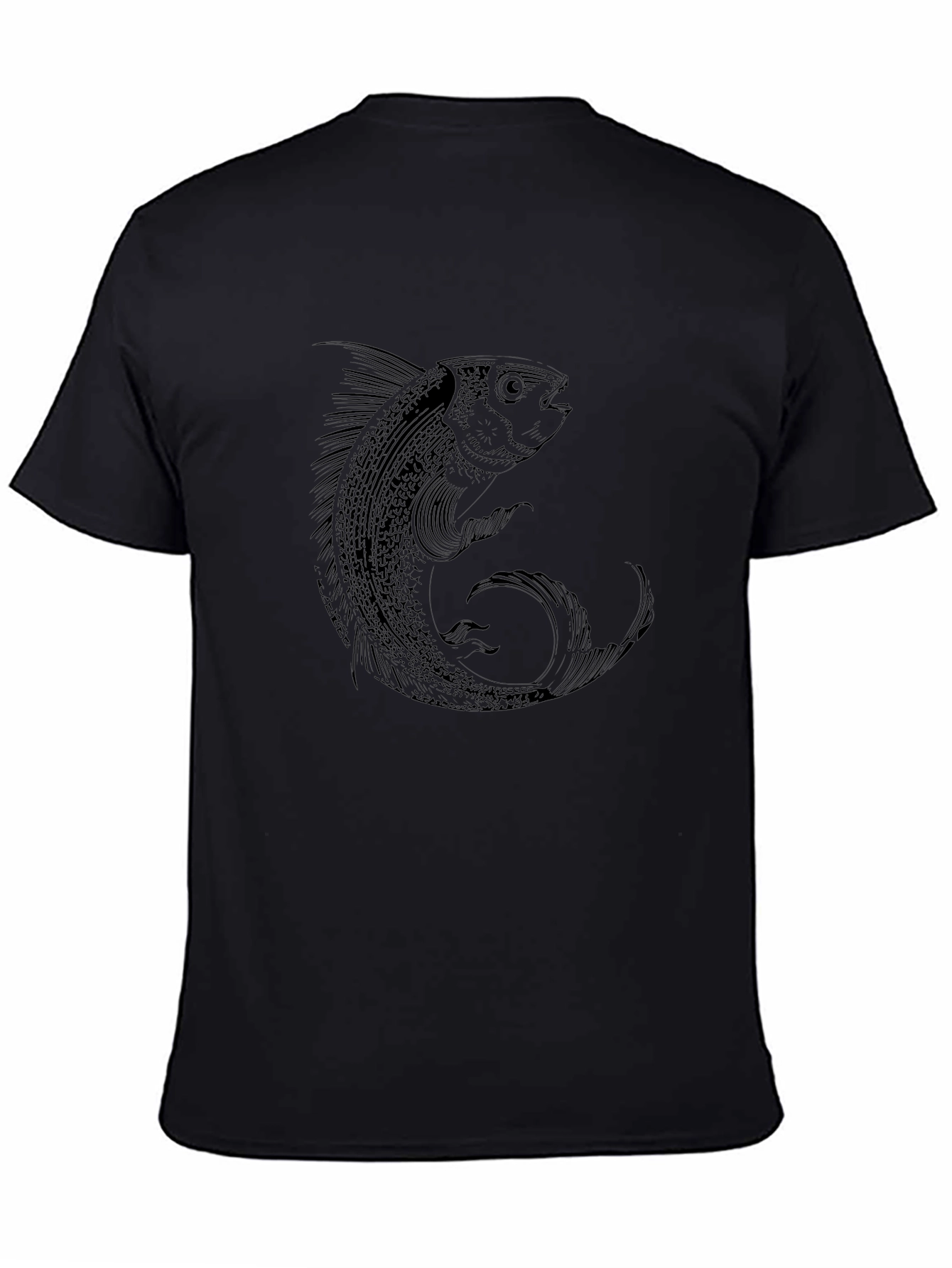 Mens Black Fish Graphic Tee