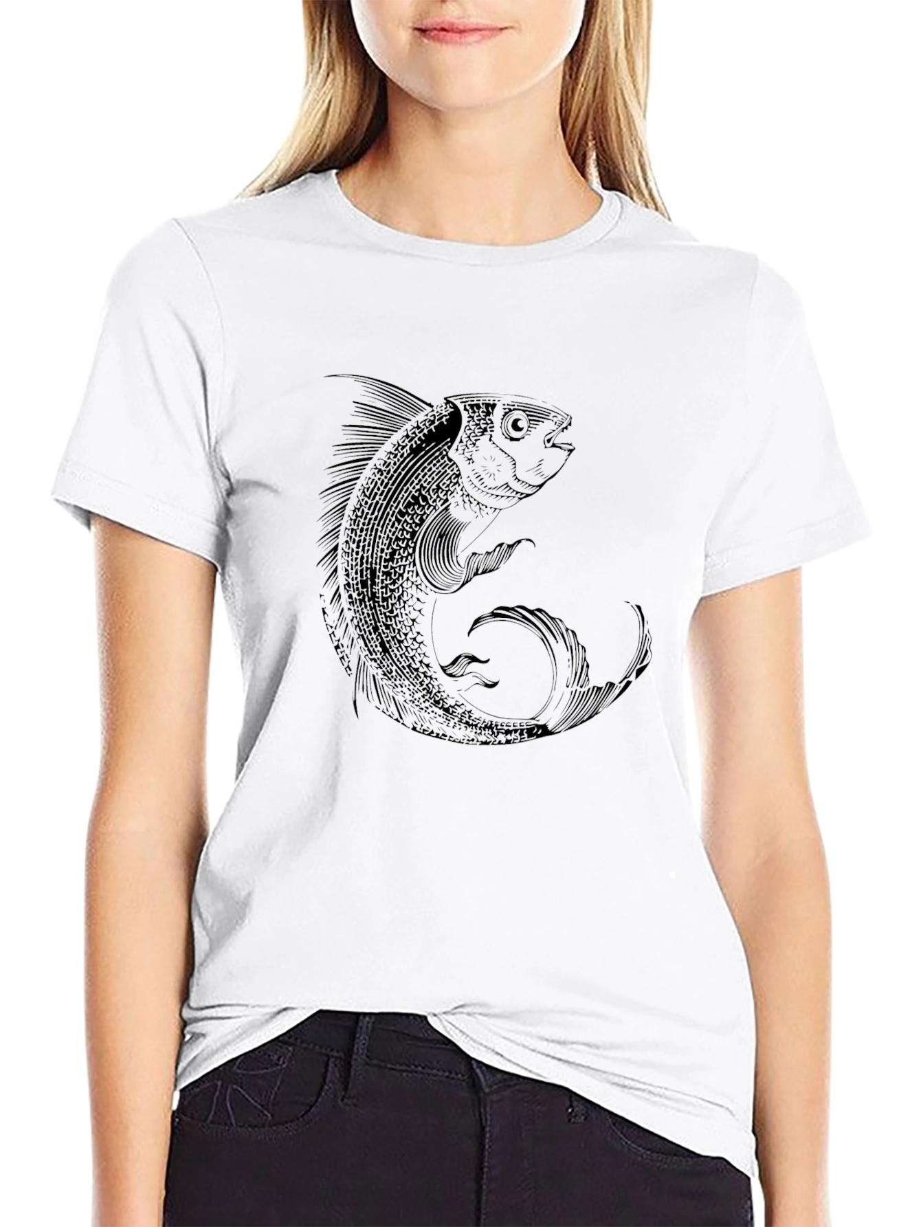 Mens Black Fish Graphic Tee