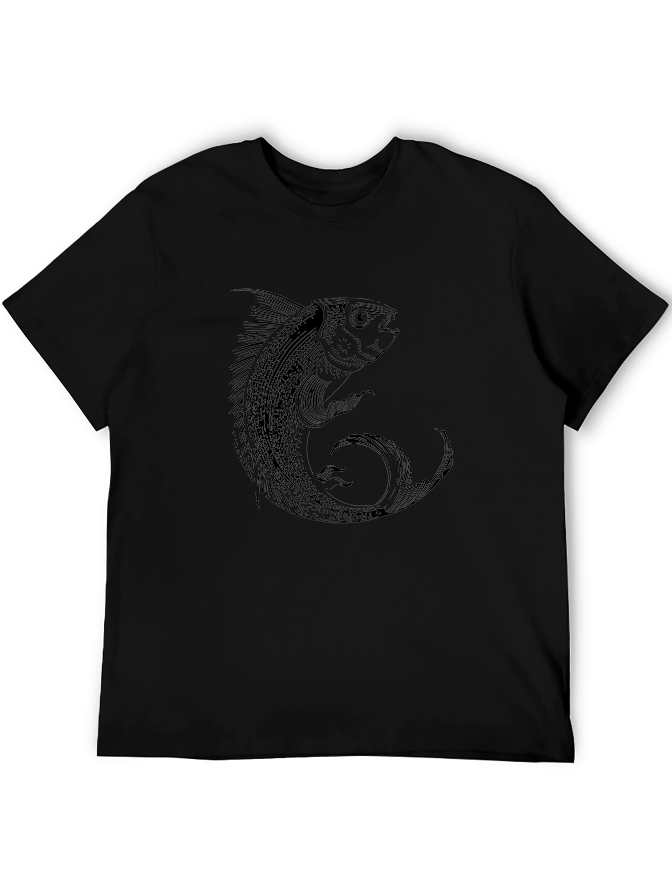 Mens Black Fish Graphic Tee