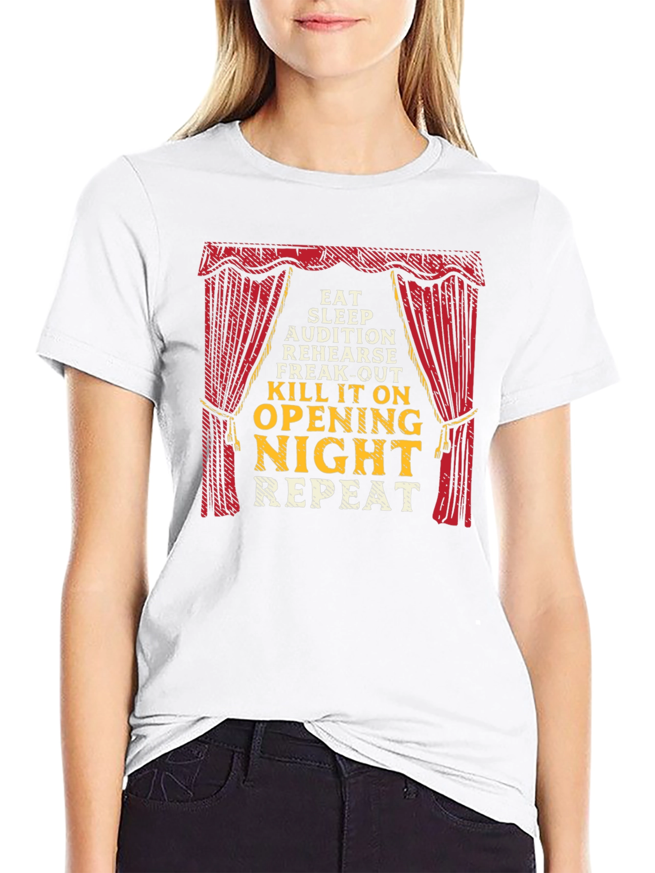 Theater Lover T-Shirt: Eat Sleep Opening Night Repeat