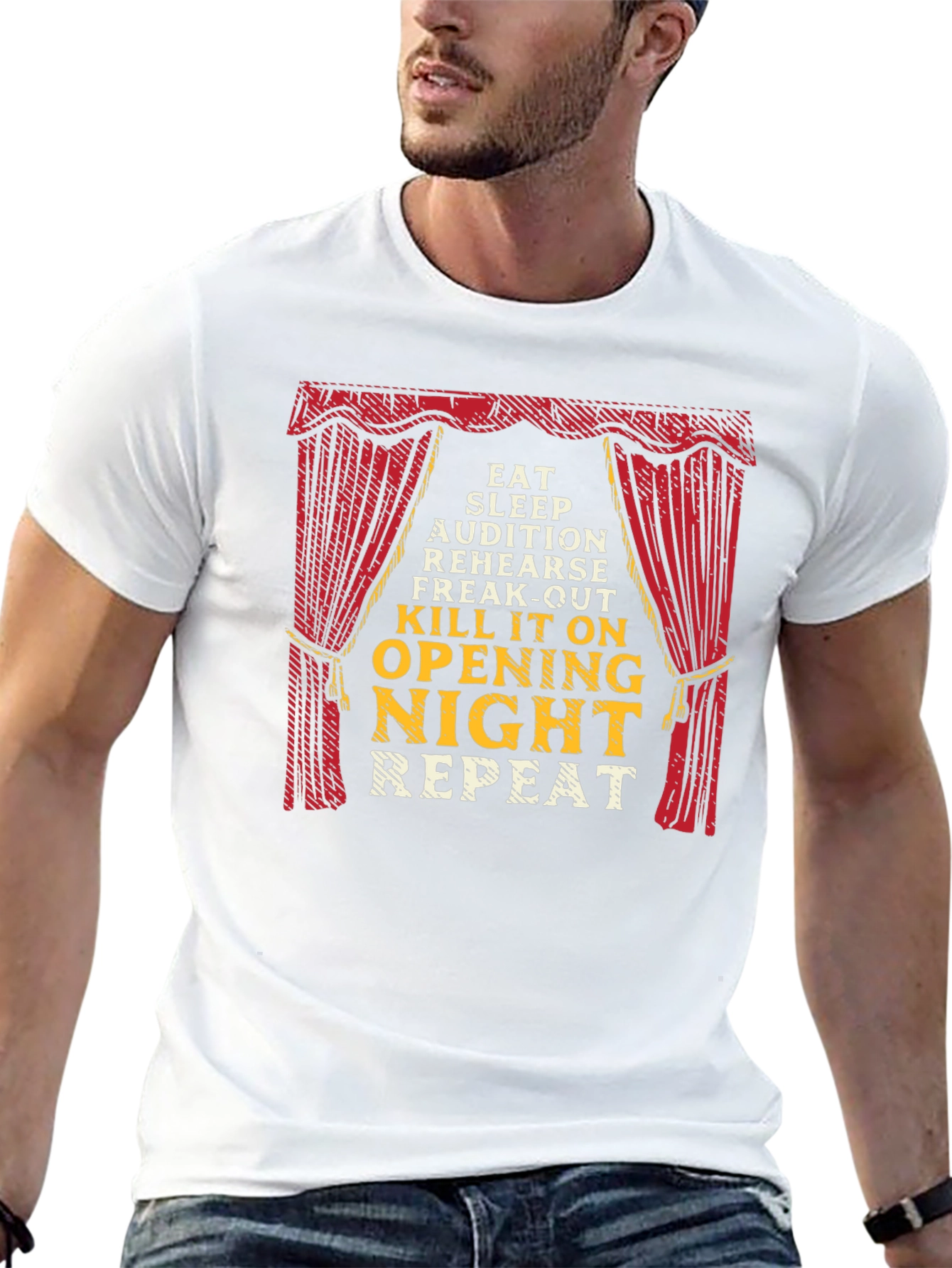 Theater Lover T-Shirt: Eat Sleep Opening Night Repeat