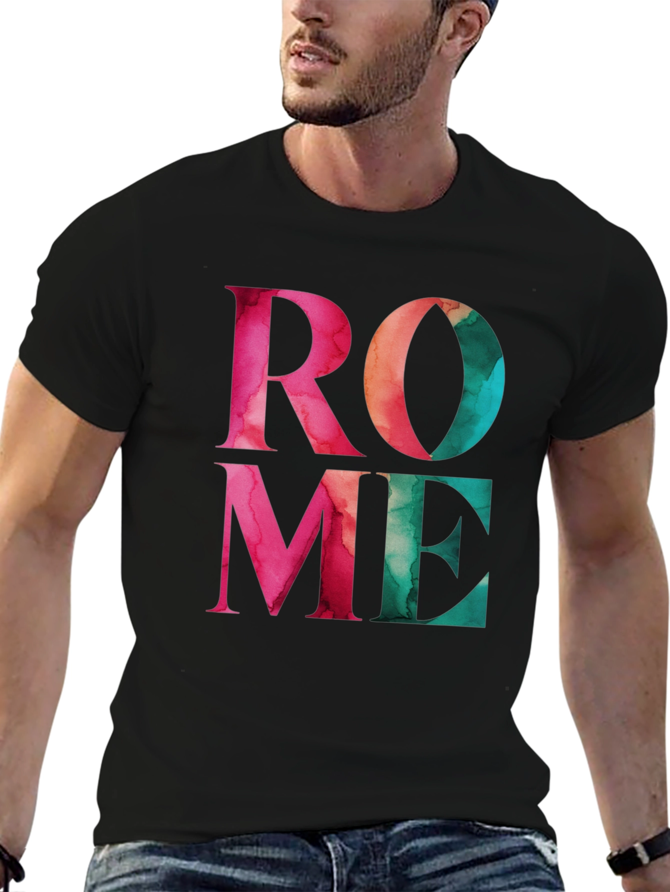 Rome Graphic Print Black T-Shirt