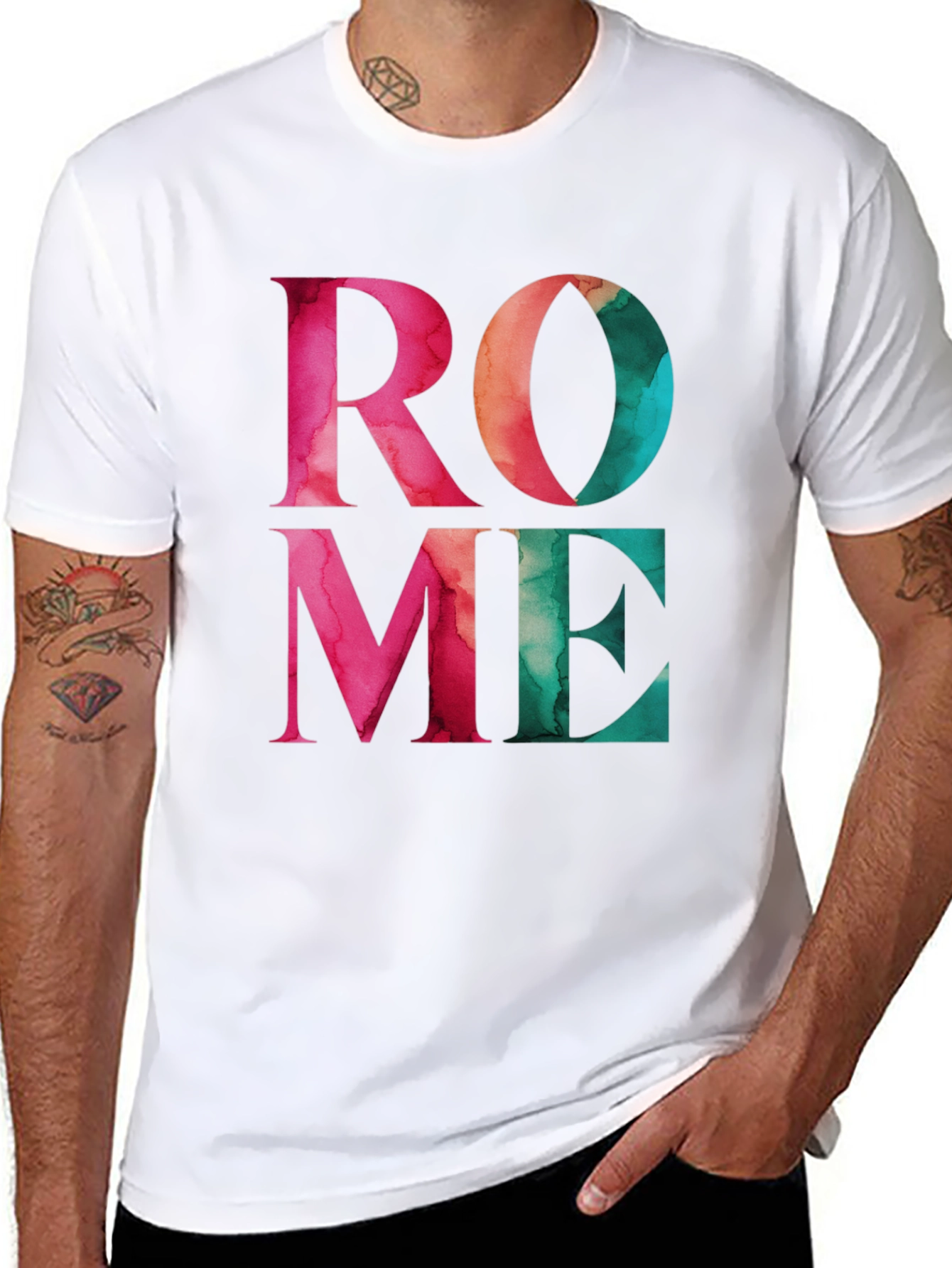 Rome Graphic Print Black T-Shirt