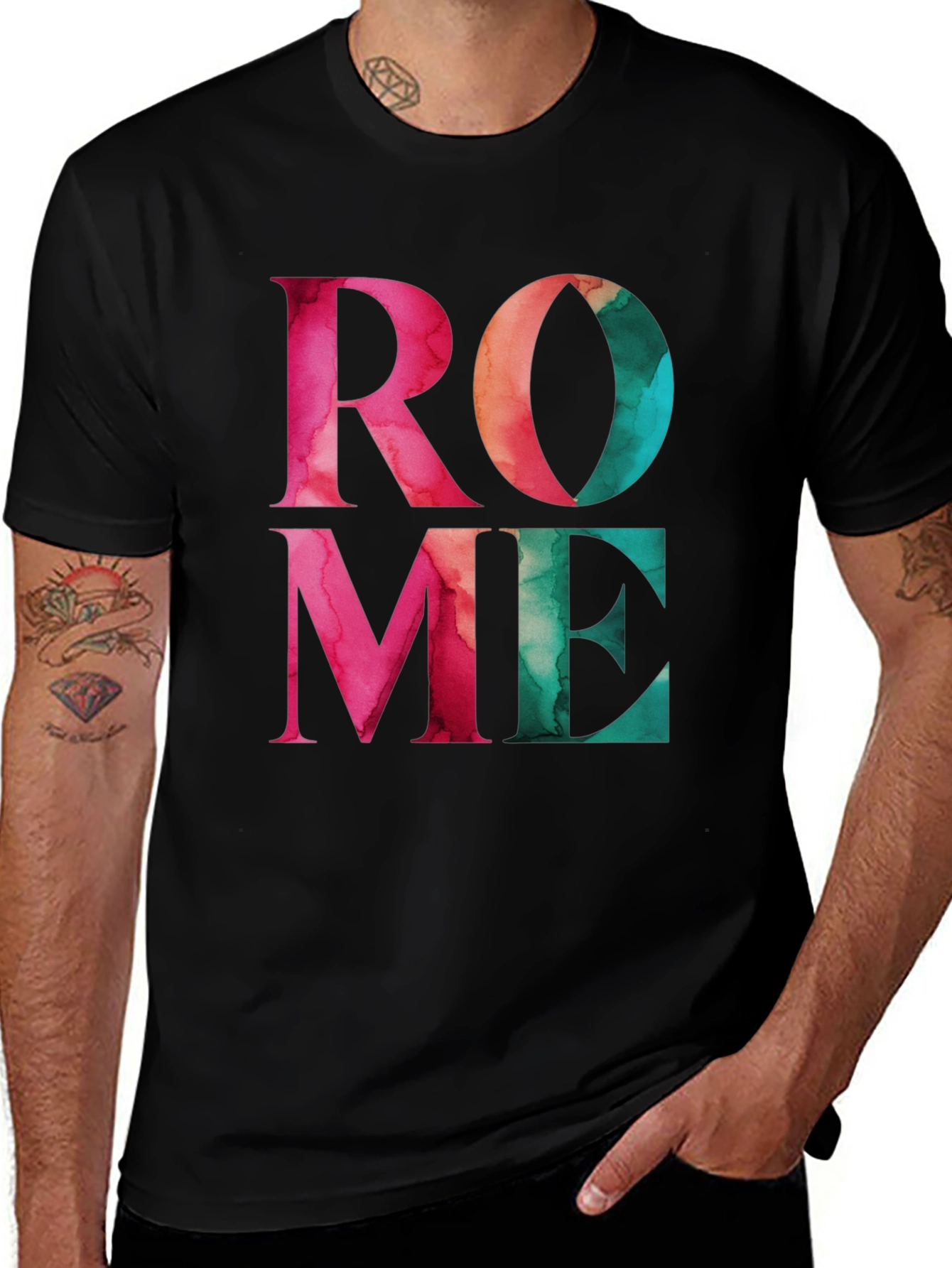 Rome Graphic Print Black T-Shirt