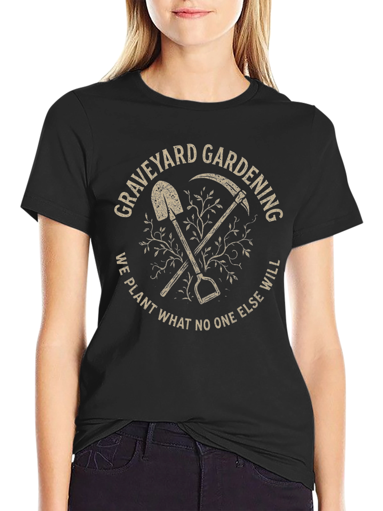Graveyard Gardening Graphic Tee - Spooky Humor T-Shirt