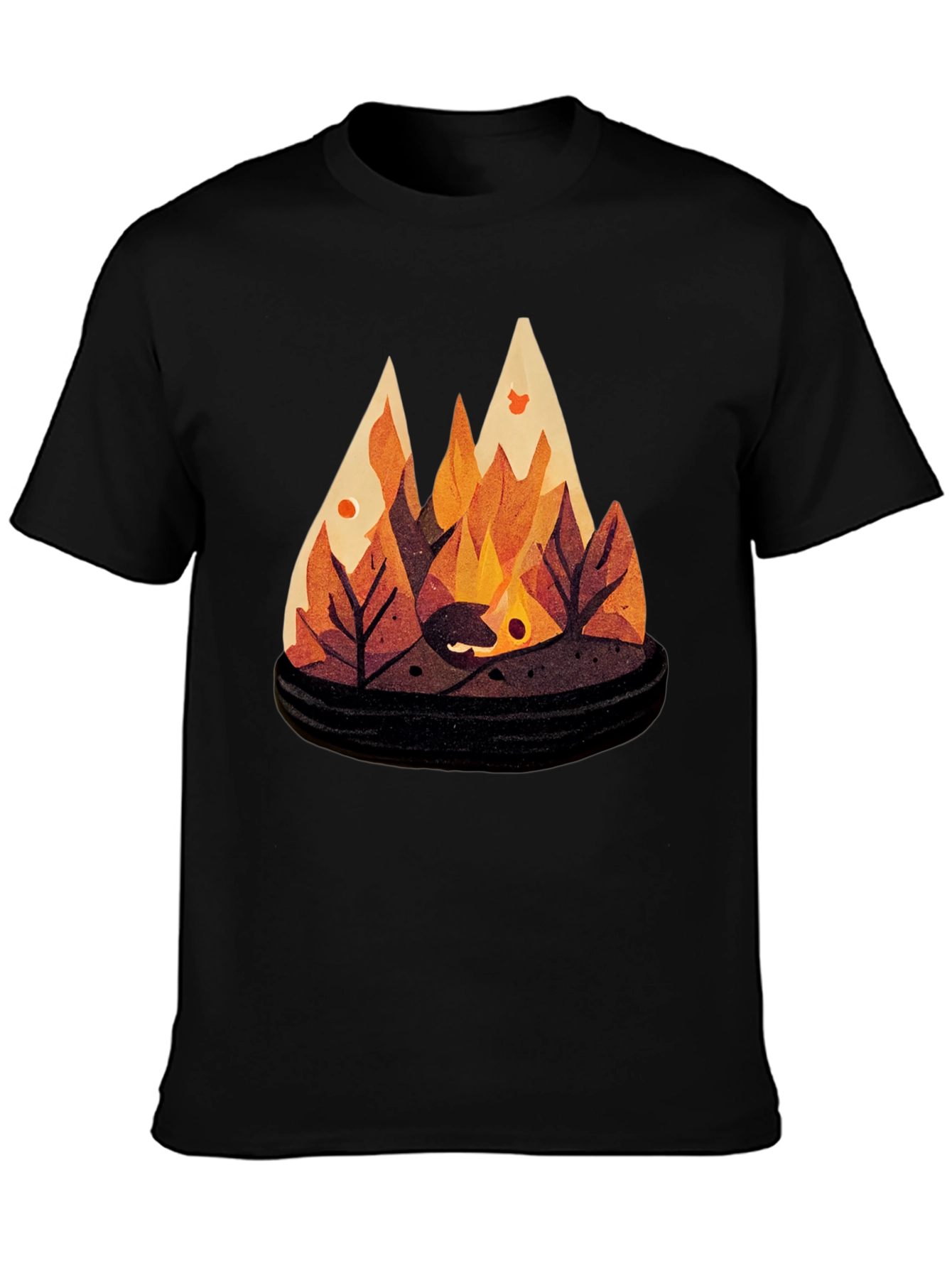 Autumn Campfire Graphic Tee - Black