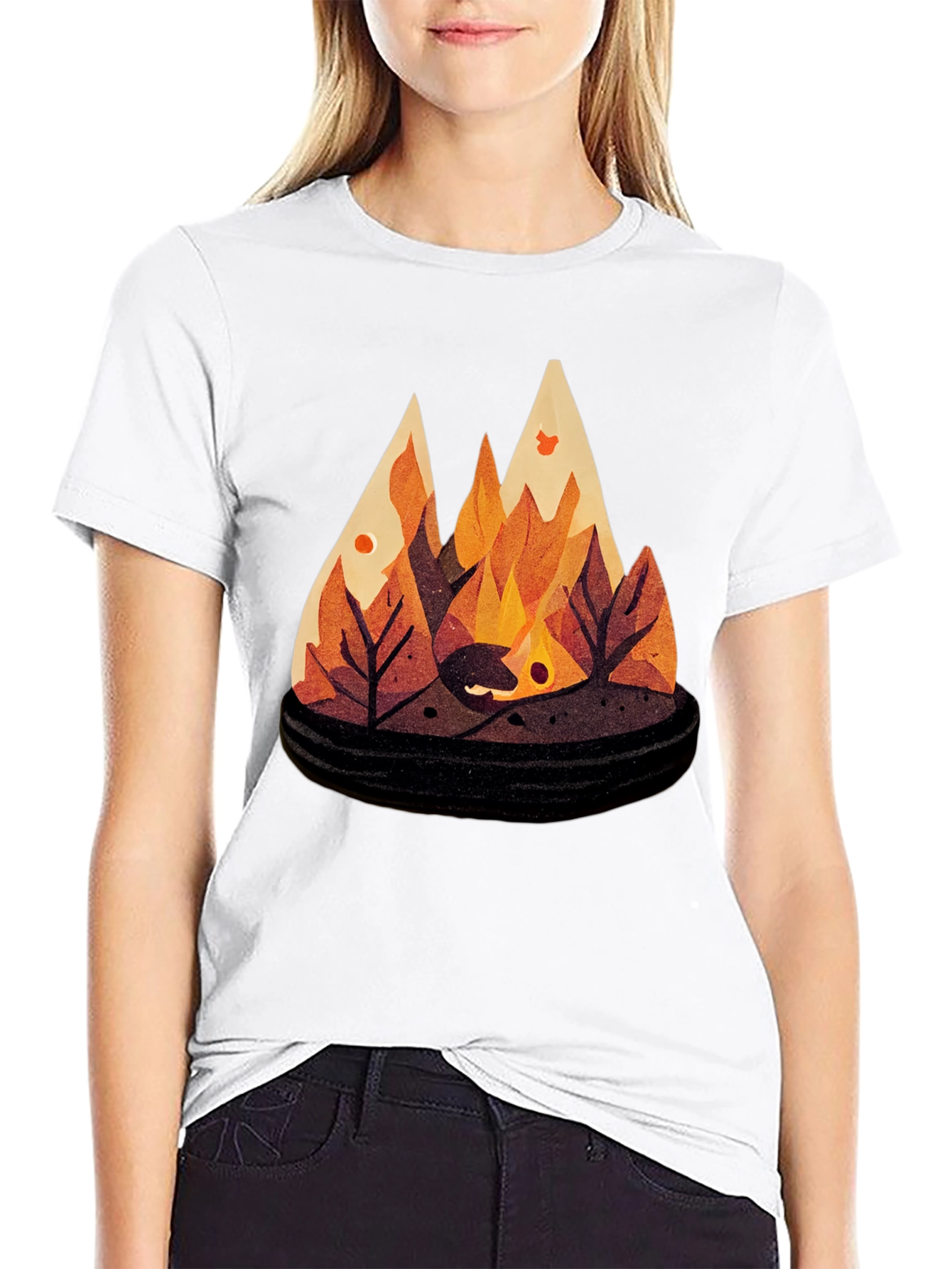 Autumn Campfire Graphic Tee - Black