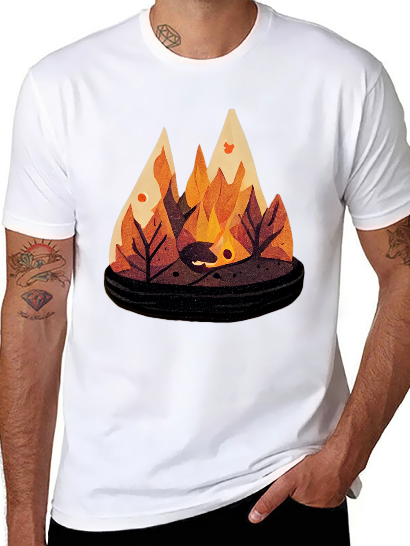 Autumn Campfire Graphic Tee - Black