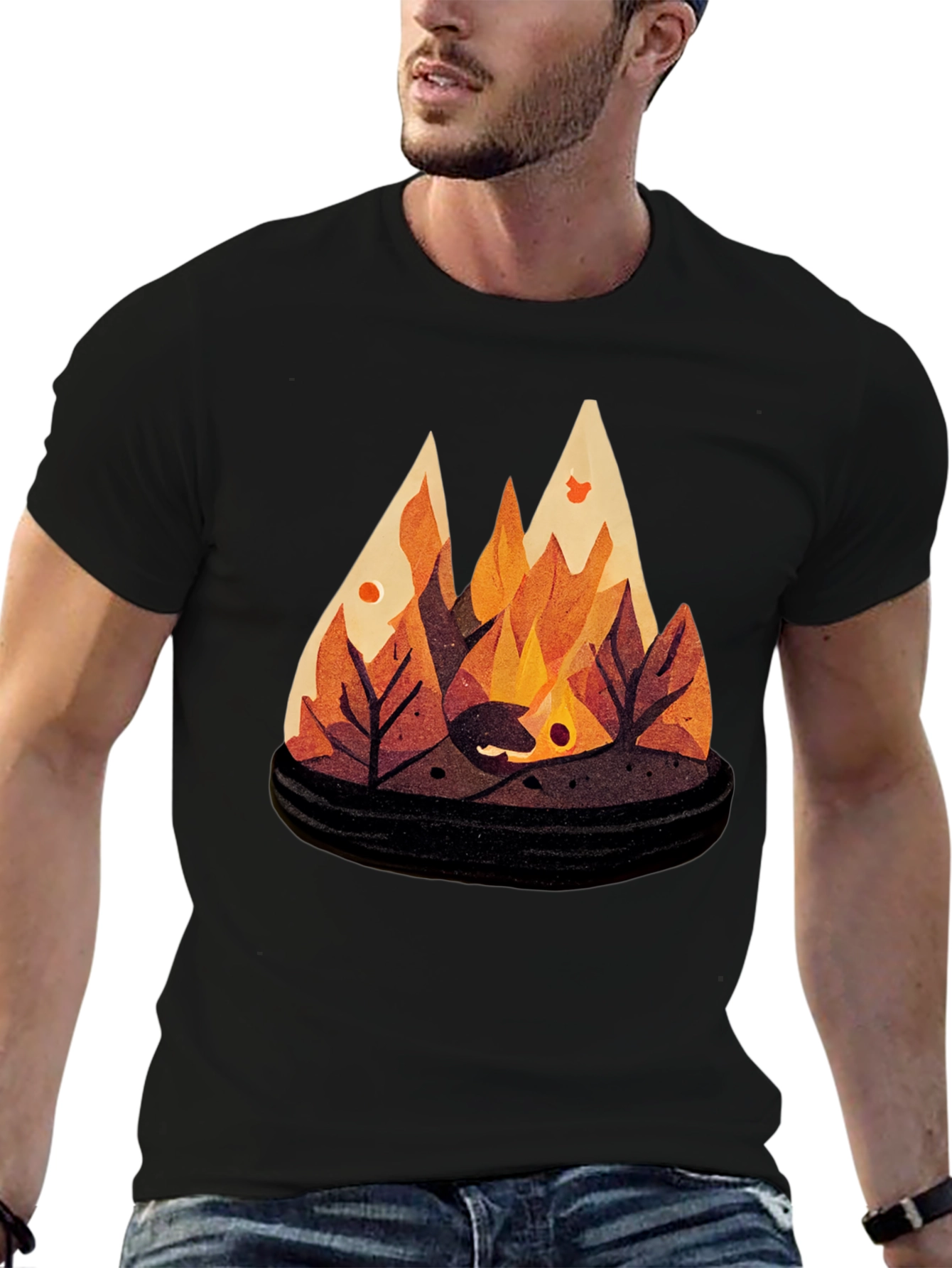 Autumn Campfire Graphic Tee - Black